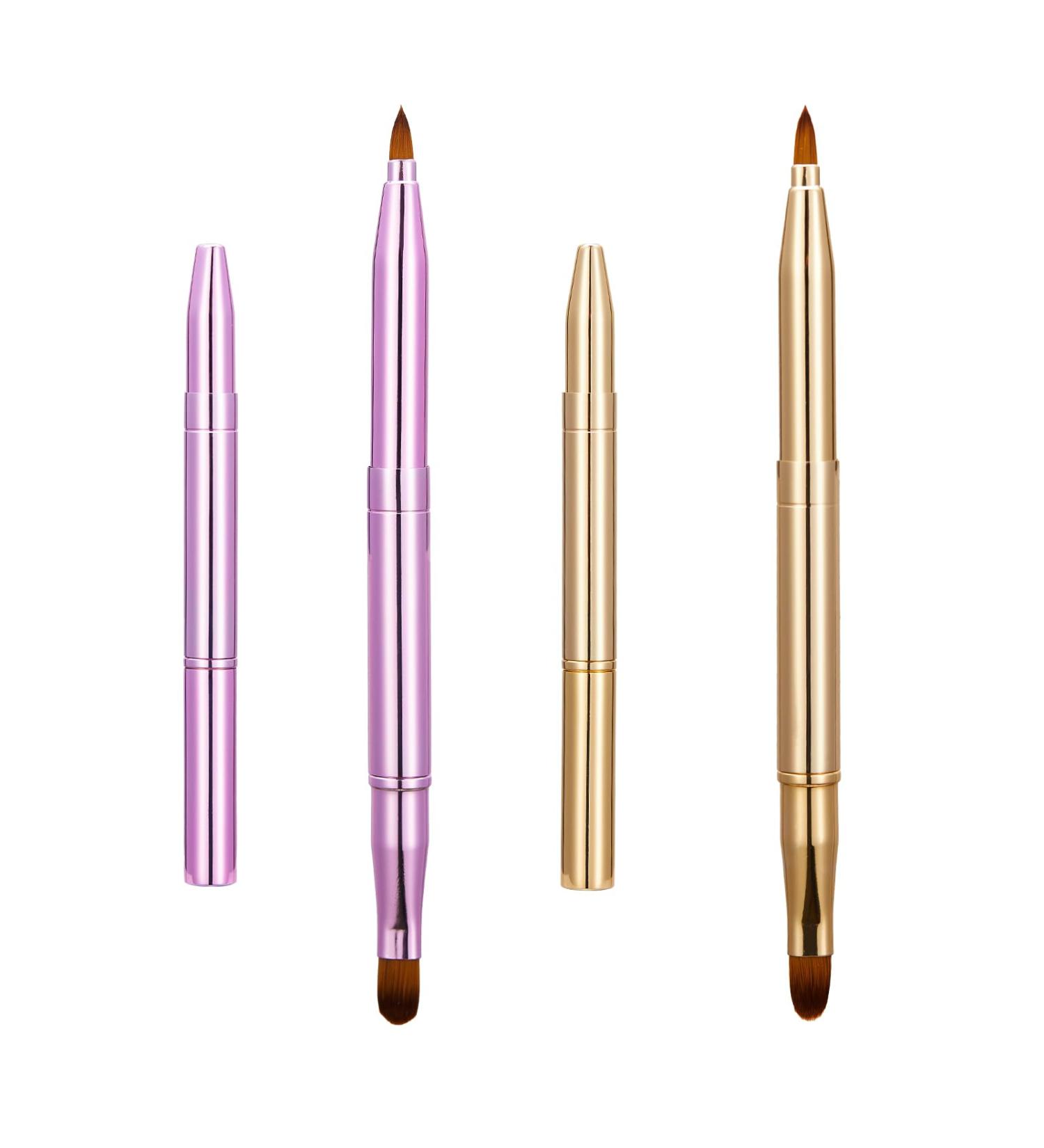 Premium Retractable Lip Brush - Dual-Ended Lipstick Applicator & Liner Brush in Pink + Gold | Perfect for Lip Scrubs & Gloss - Buy Online on GoSupps.com