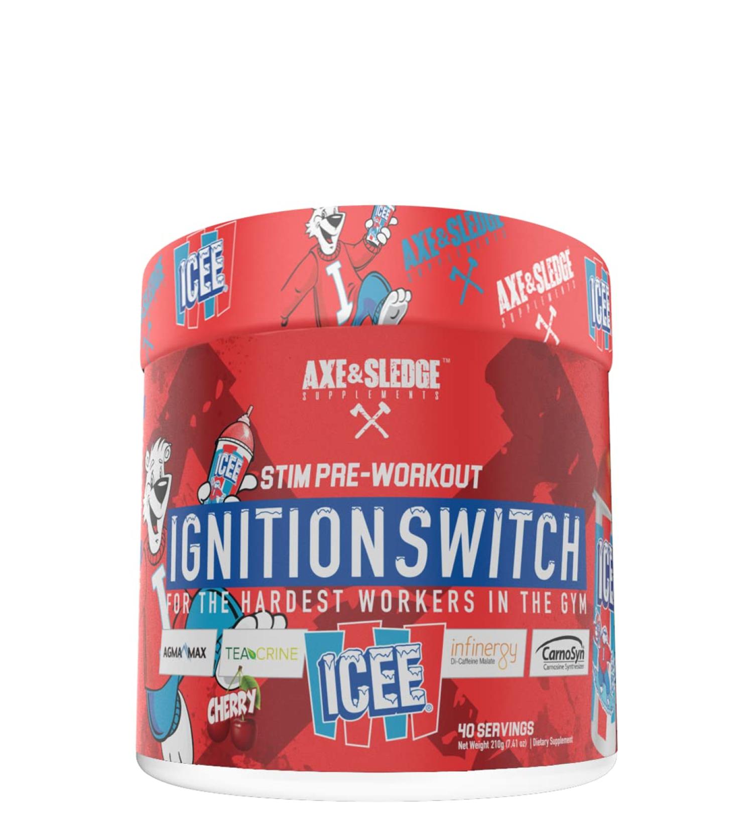 Ignition Switch Pre-Workout with CarnoSyn, TeaCrine, Infinergy, and AgmaMax - Long Lasting Energy, Laser Focus, 40 Servings, ICEE Cherry Flavor - Buy Online on GoSupps.com