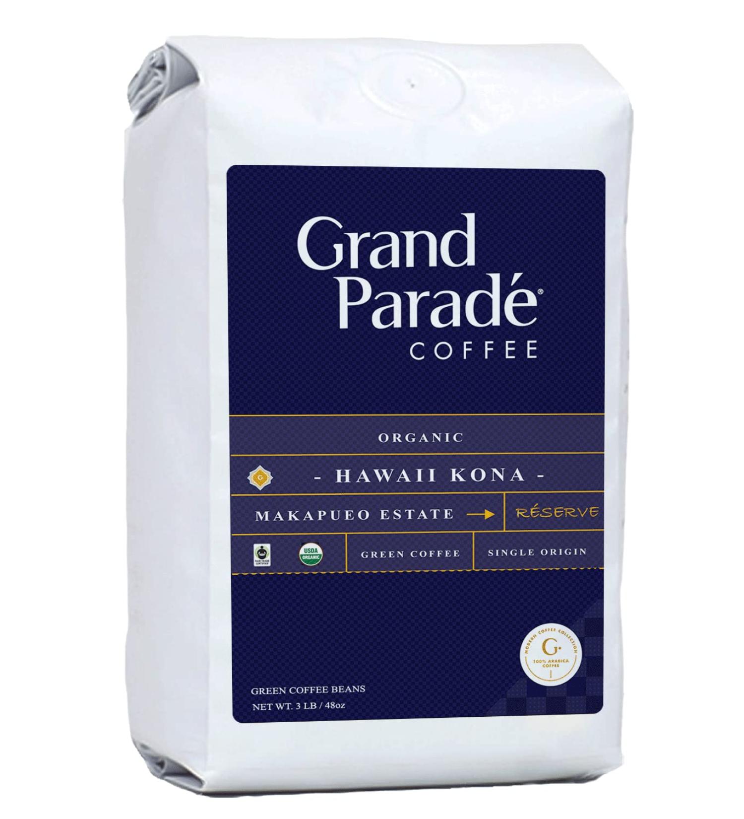 Grand Parade Coffee 3 Lbs Organic Unroasted Hawaii Kona Green Coffee Beans Prime Greade 1 Speacilty Arabica - Low Acid Single Origin - Fair Trade - Buy Online on GoSupps.com