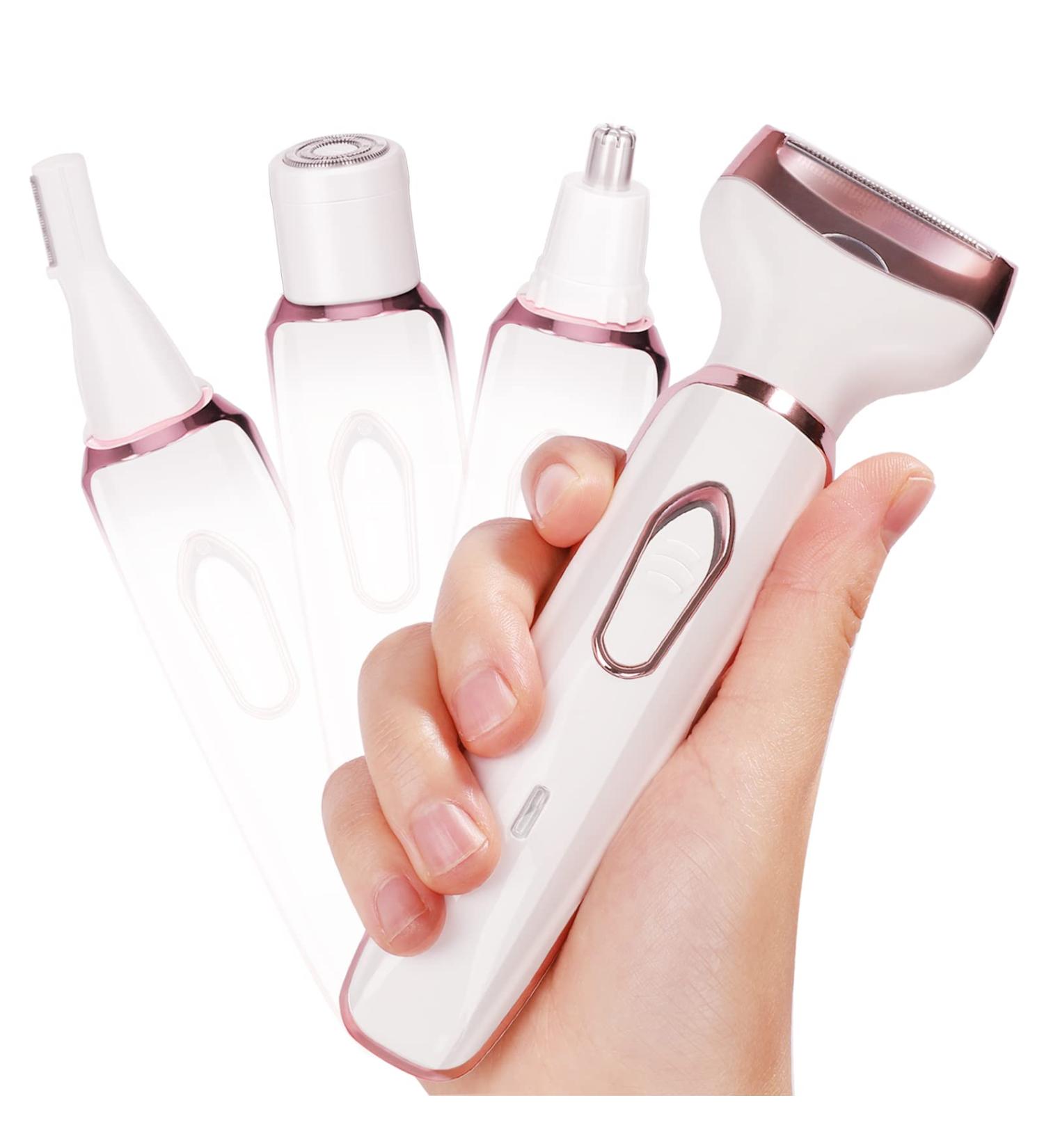 MHSY 4-in-1 Electric Razor for Women - Face, Nose, Legs, Underarm & Bikini Trimmer - Wet/Dry, Rechargeable & Portable - Buy Online on GoSupps.com