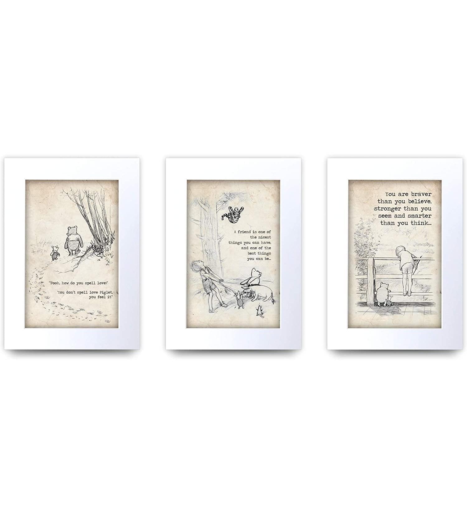HWC Trading Winnie the Pooh Set of 3 A4 Nursery Prints - Unframed Baby Shower and New Born Bedroom Decor - Buy Online on GoSupps.com