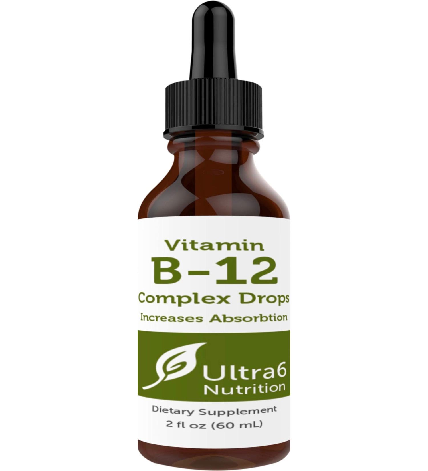 Ultra6 Nutrition Vitamin B12 Drops - 90 Day Supply for Energy Boost - Methylcobalamin Formula for Best Absorption - Buy Online on GoSupps.com