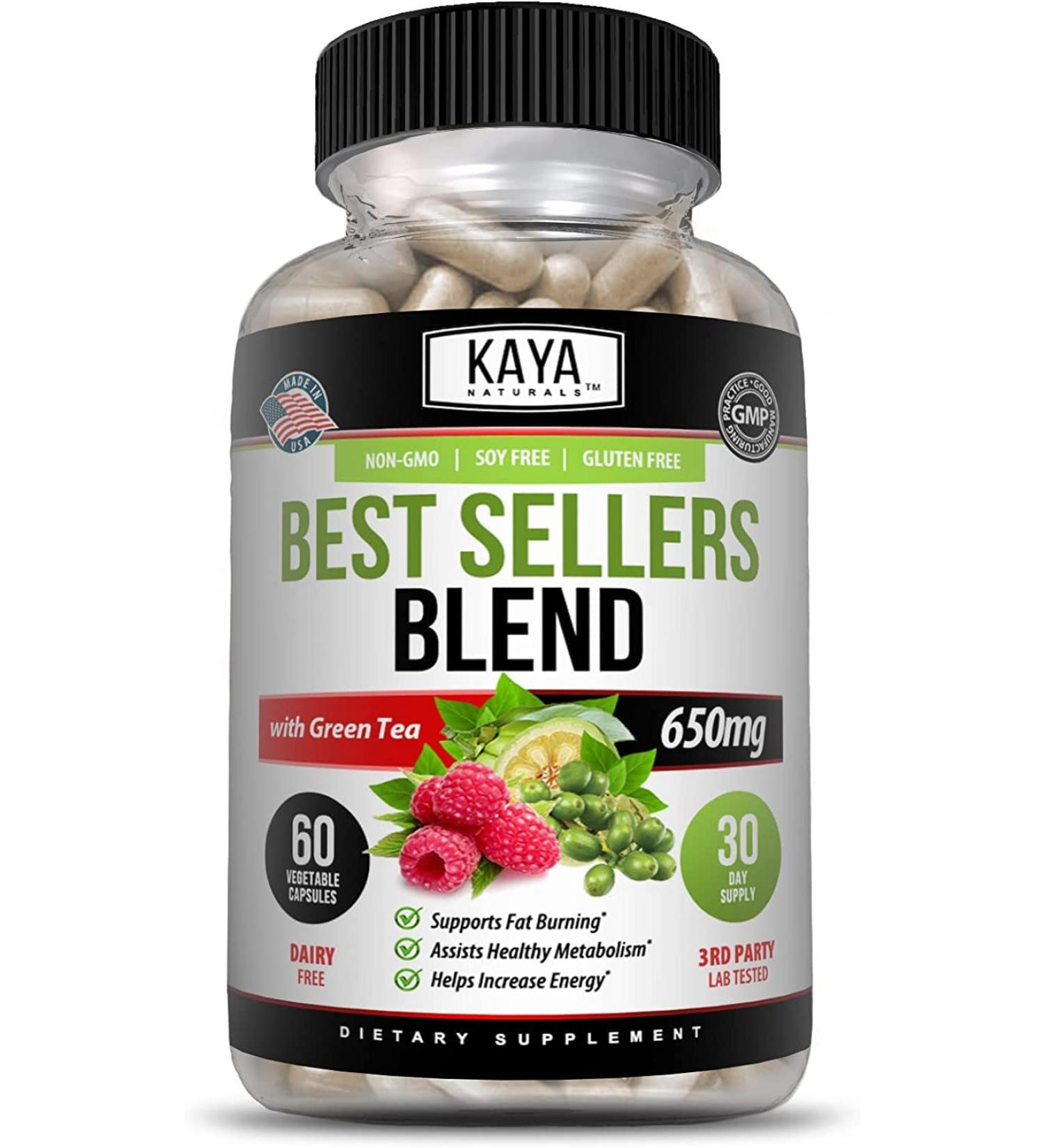 Kaya Naturals Best Sellers Blend - Energy Boost for Belly Fat Burn | Healthy Metabolism Support - Soy-Free, Non-GMO, Gluten-Free - 60 Vegetable Capsules - Buy Online on GoSupps.com