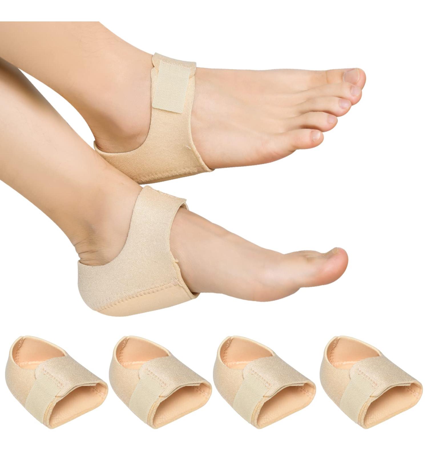 Heel Protectors Heel Cups (4PCS Beige) - Adjustable Breathable Support for Heel Pain, Plantar Fasciitis, Tendinitis, Heel Spur - Women's Heel Cushion for Aching Feet - Buy Online on GoSupps.com