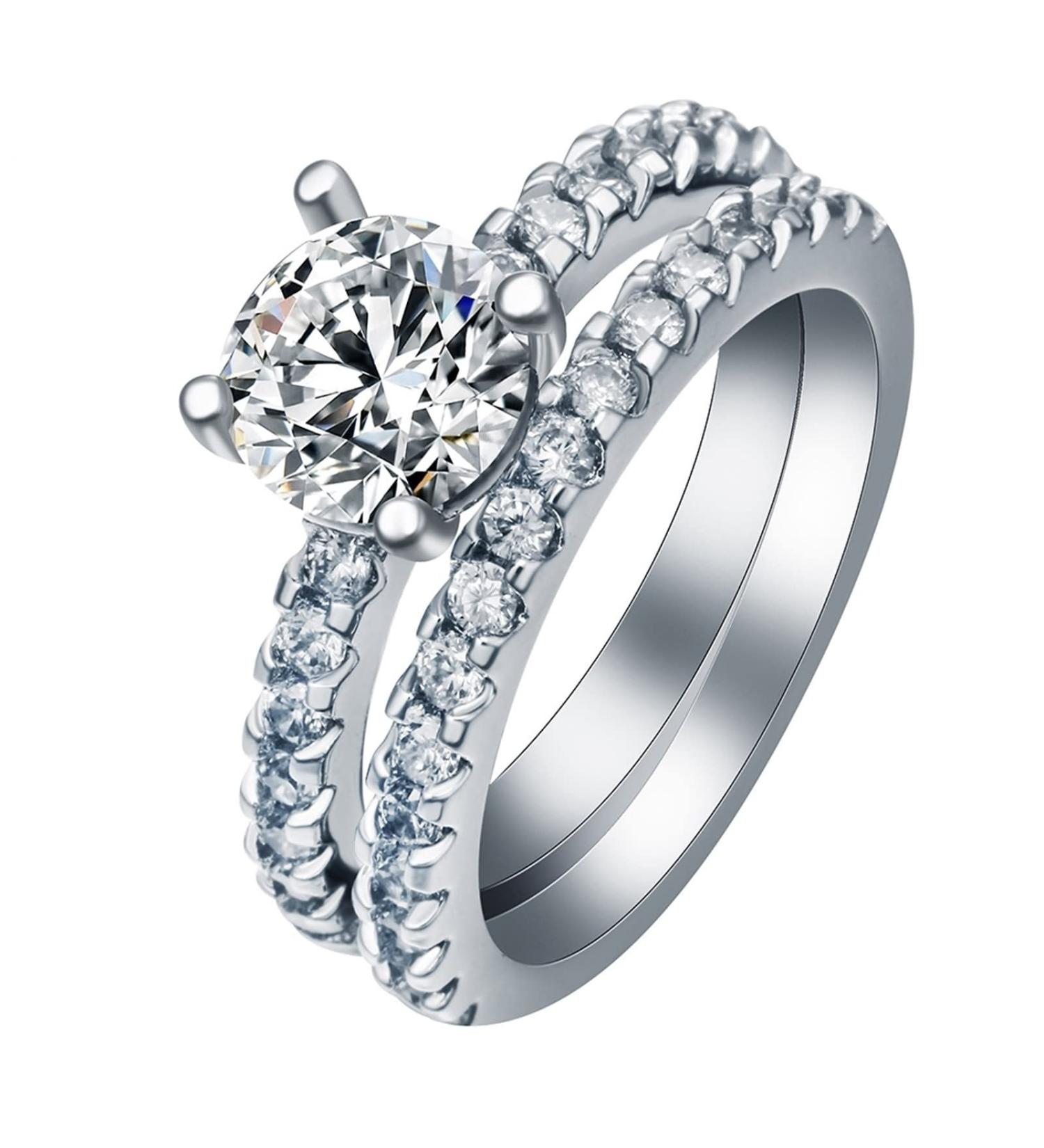 Aotiwe Vintage Ring Jewelry for Women - Four Claws Silver Ring with Cubic Zircon | Perfect Gift - Size 52 (16.6) - Buy Online on GoSupps.com