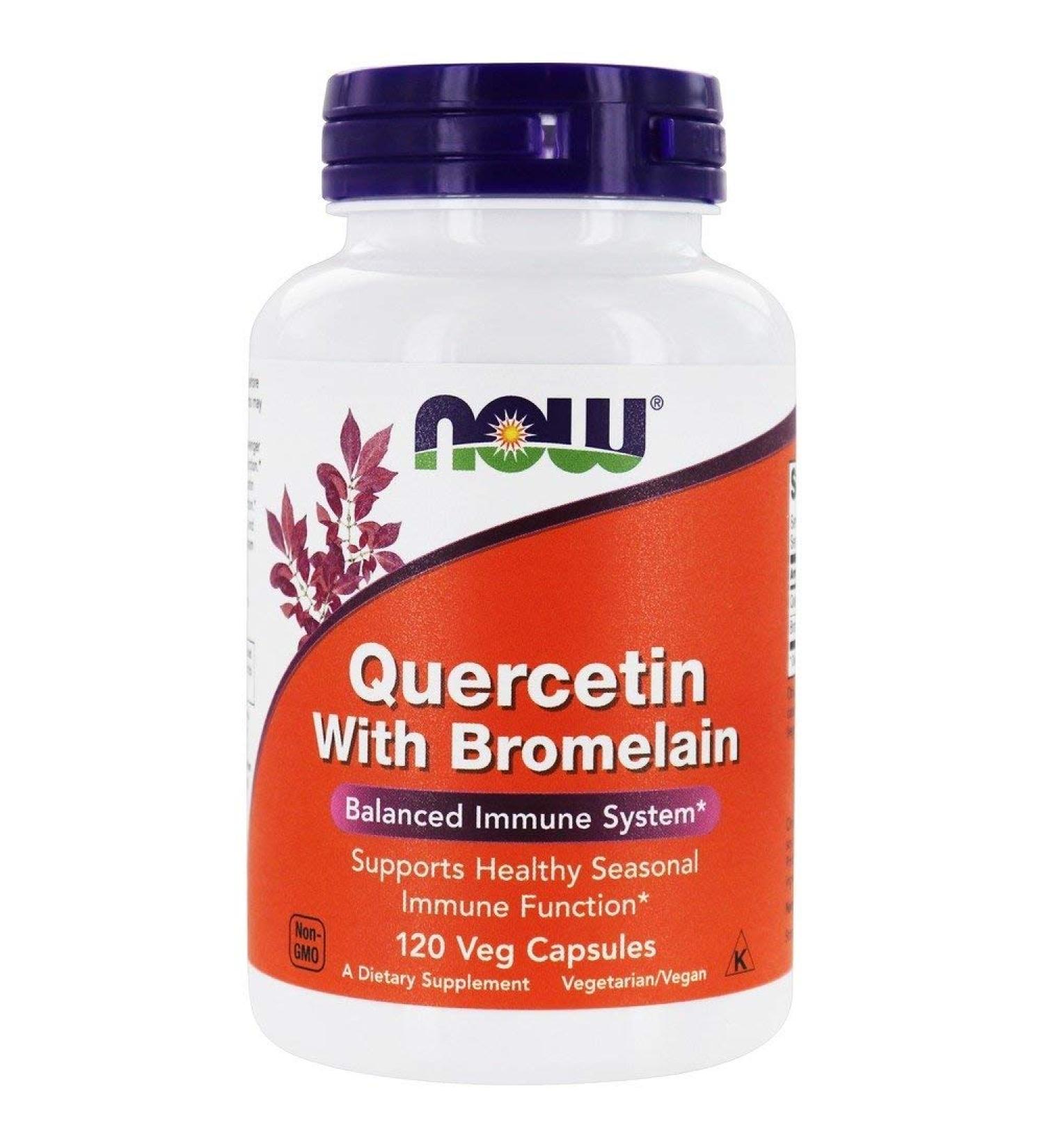 NOW Quercetin with Bromelain - 120 Vegetable Capsules - Buy Online on GoSupps.com