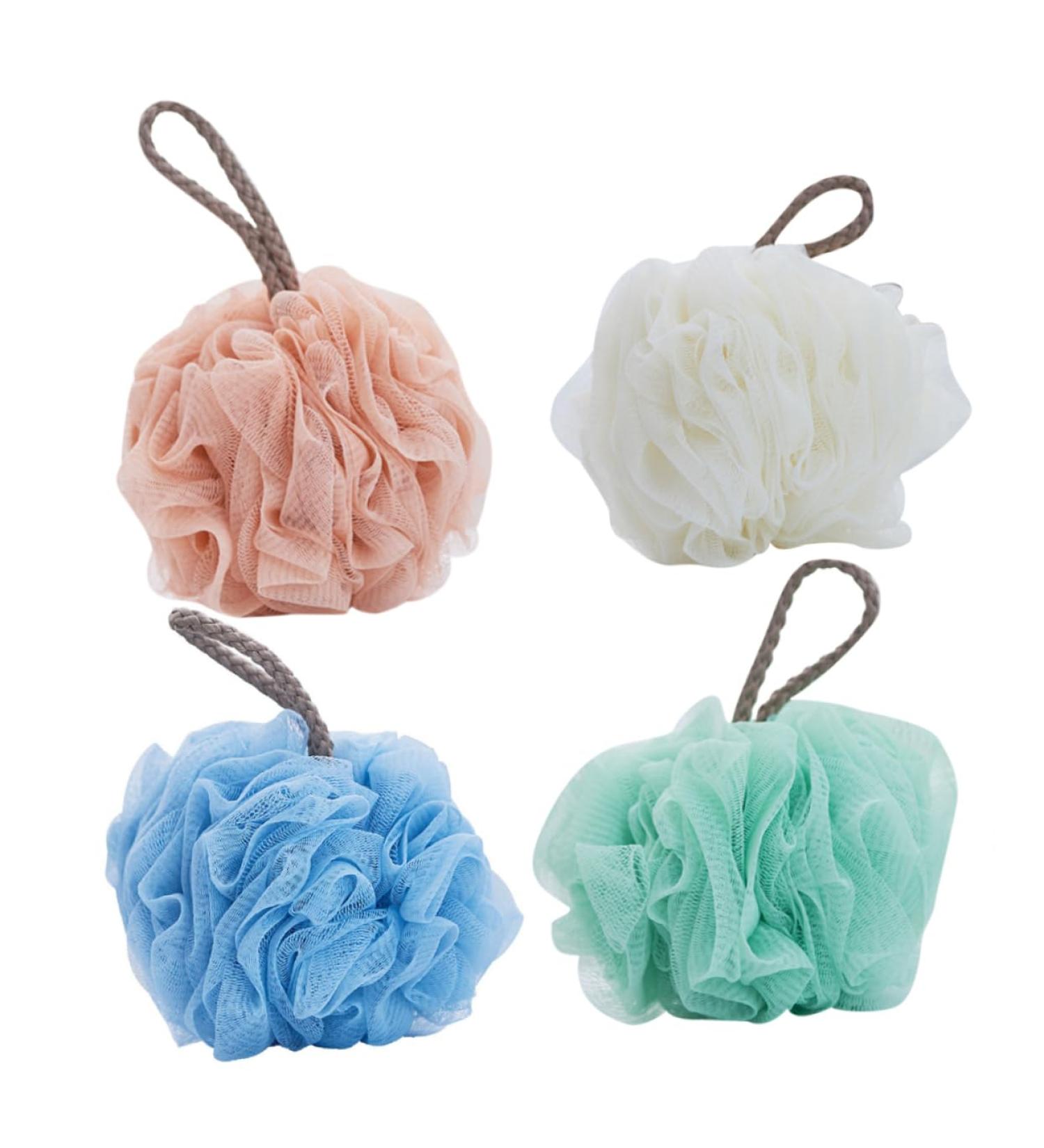 Healeved 4pcs Bathroom Accessories - Body Scrubber Loofah & Shower Sponge Set for Men & Women | Foam Bath Sponges for Clean & Refreshing Showers - Buy Online on GoSupps.com