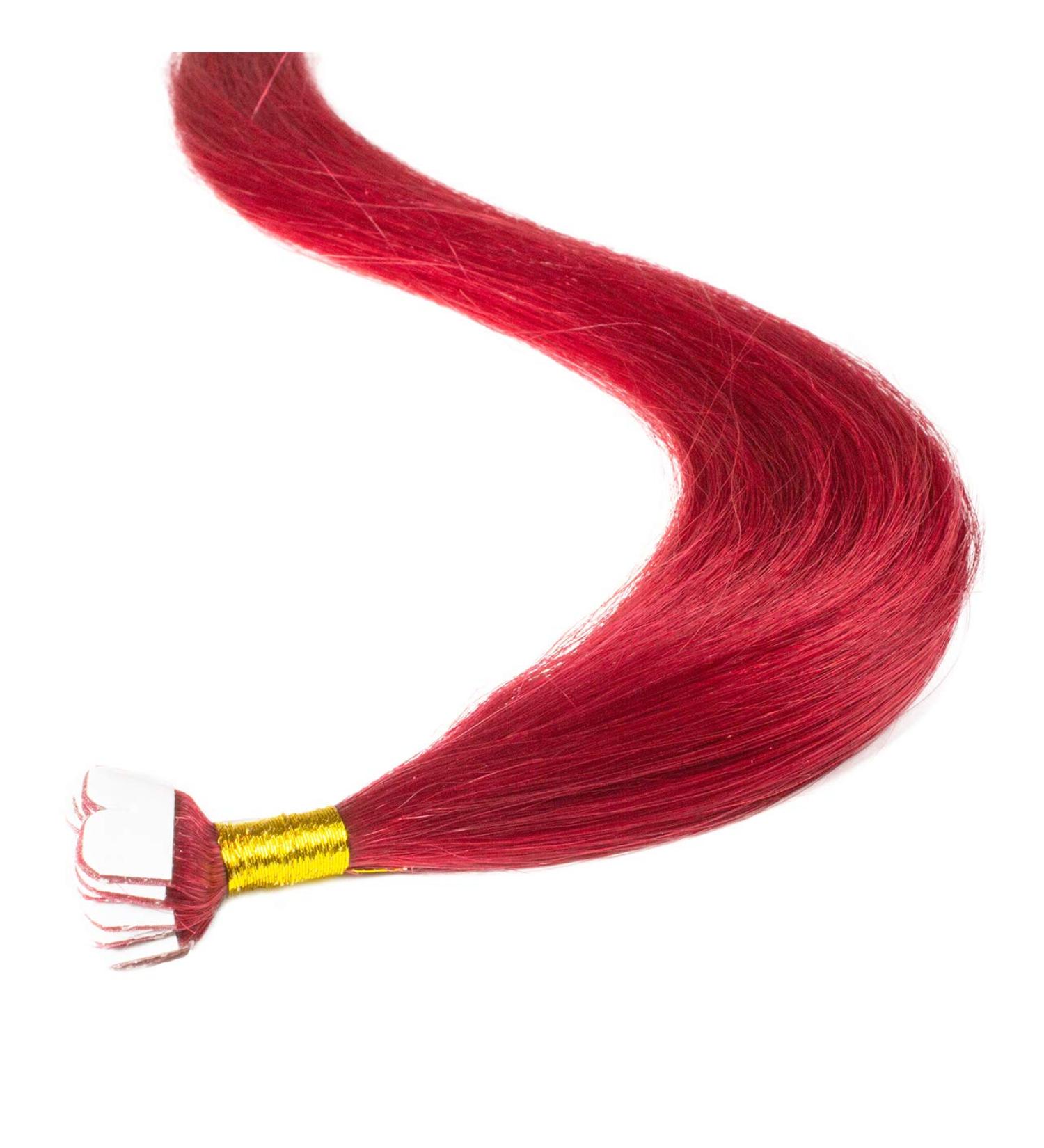 Buy Hair2Heart Premium Mini Tape Extensions - 12 Tapes 40cm Real Hair Intense Red #0/44 - International Shipping Available - Buy Online on GoSupps.com