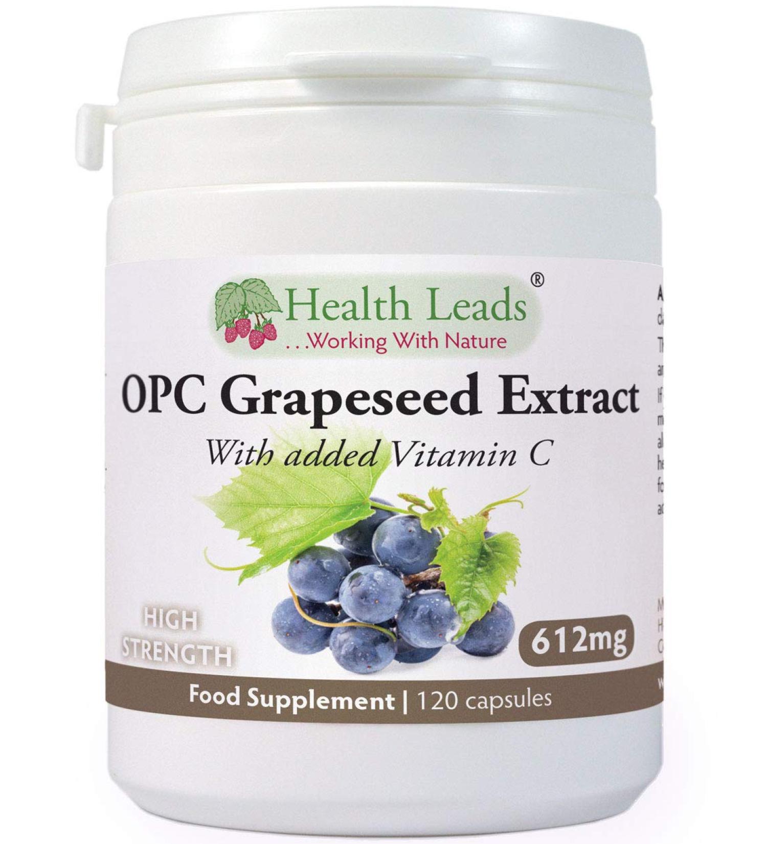 High Strength Pure OPC Grapeseed Extract Capsules 456mg with Vitamin C - Vegan Friendly, Magnesium Stearate Free - Protects Cells - No Additives - Buy Online on GoSupps.com