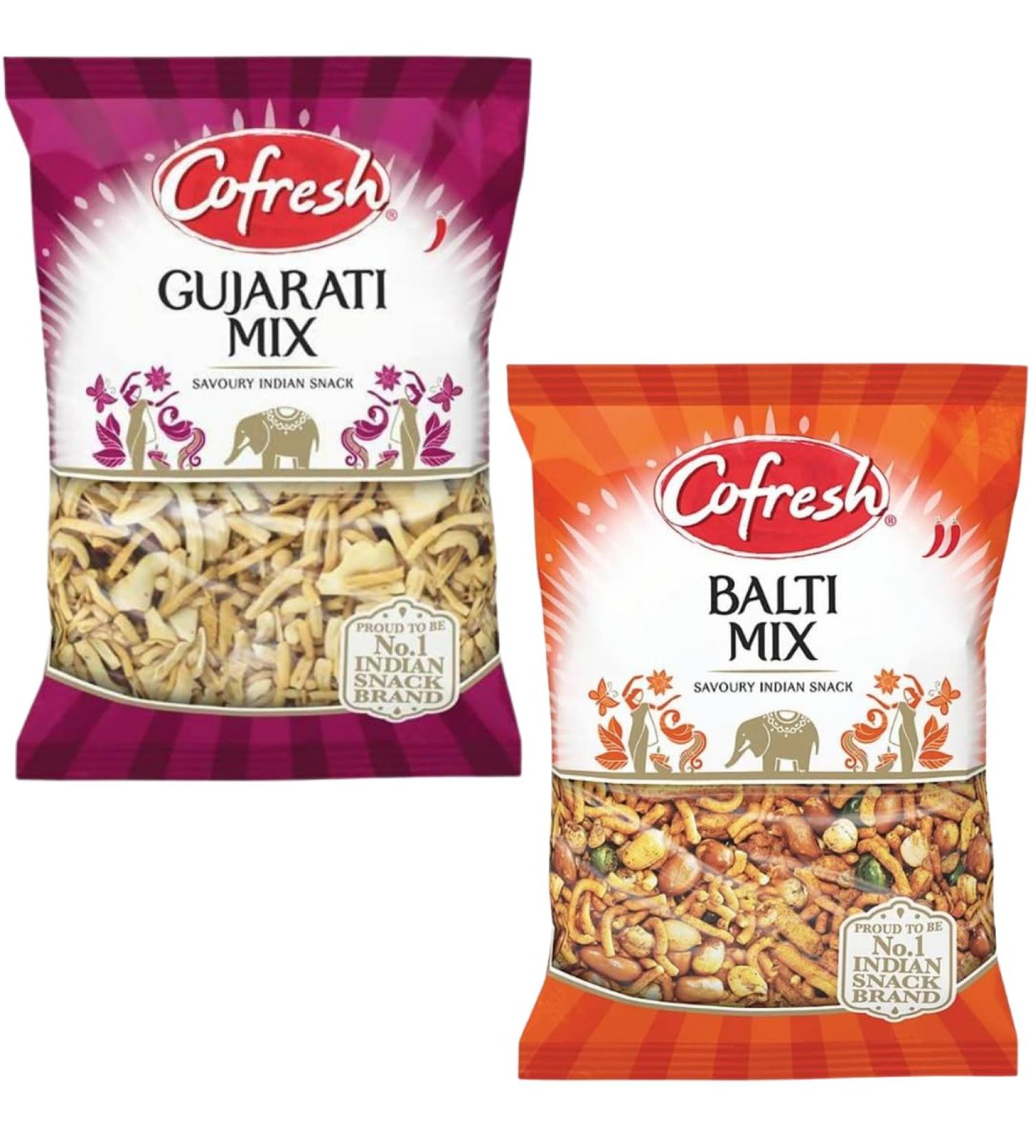 Snack Bundle With Cofresh Gujarati Lentil & Peanut Mix Bag 325g and Balti Mix 325g (2 Pack) - Buy Online on GoSupps.com