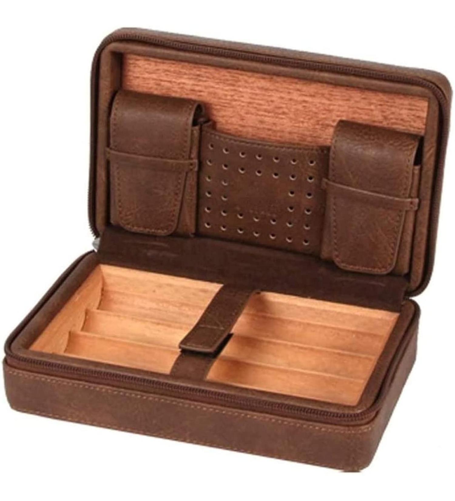 Cigar Boxs Humidors Humidor Cigar Box Cigar Humidor Case Cecigar Travel Leather Humidor Box with Humidifier Removable Cetray - Buy Online on GoSupps.com