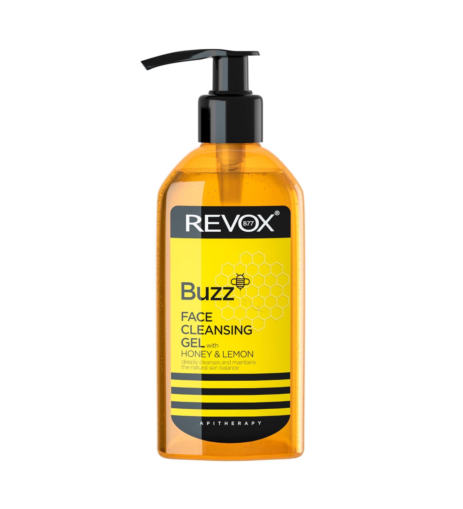 REVOX B77 Buzz Facial Cleansing Gel 180 ml With Honey and Lemon Gentle Invigorating Cleansing Nourishes Tired Skin Evens Skin Tone Does Not Dry Out Skin
