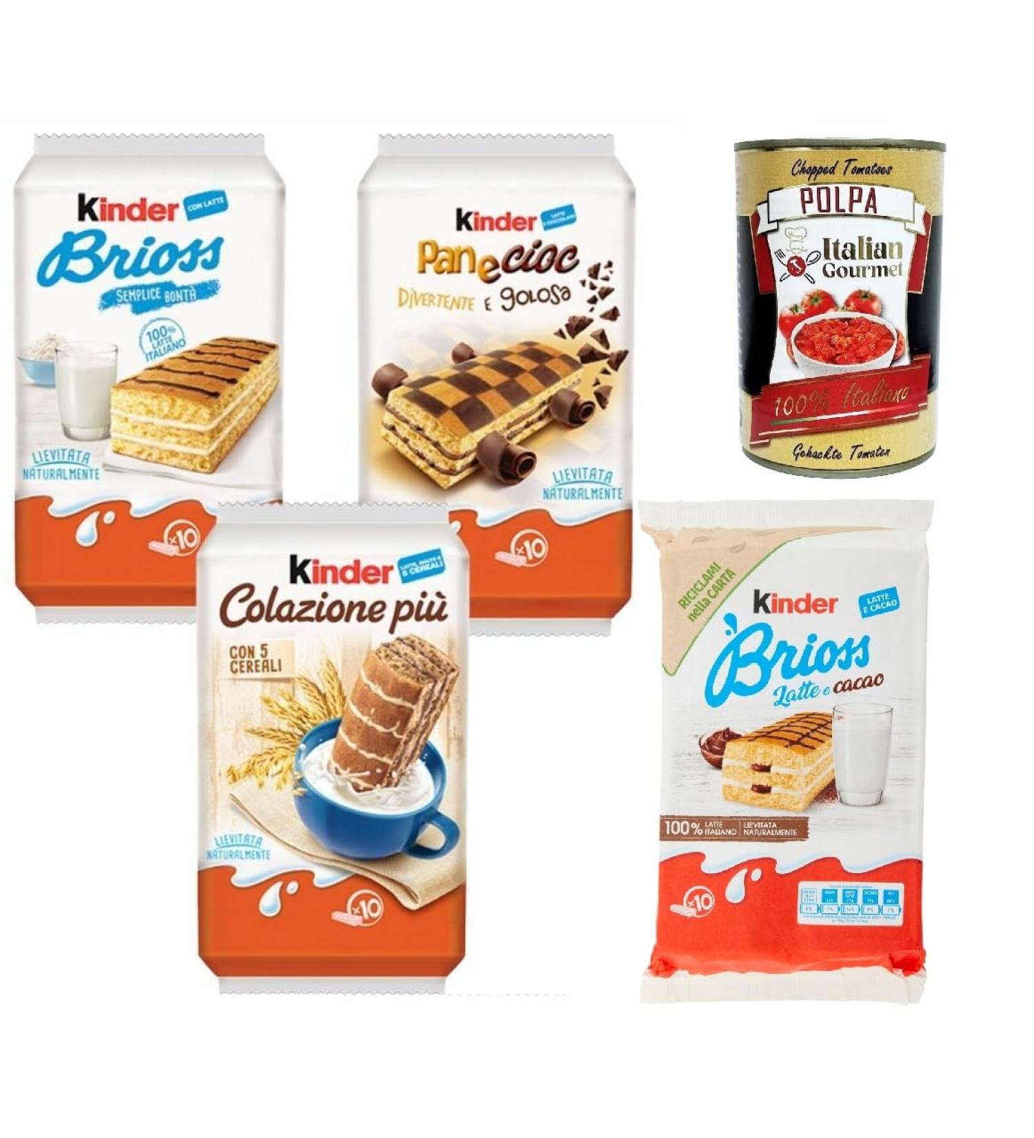  Italian Gourmet E.R. Set of 4 Ferrero children's biscuit bars - Brioss paneciok latte e cacao colazione piu - Milk and cocoa cake - 4 biscuit bars + Italian Gourmet polpa 400g - Buy Online on GoSupps.com