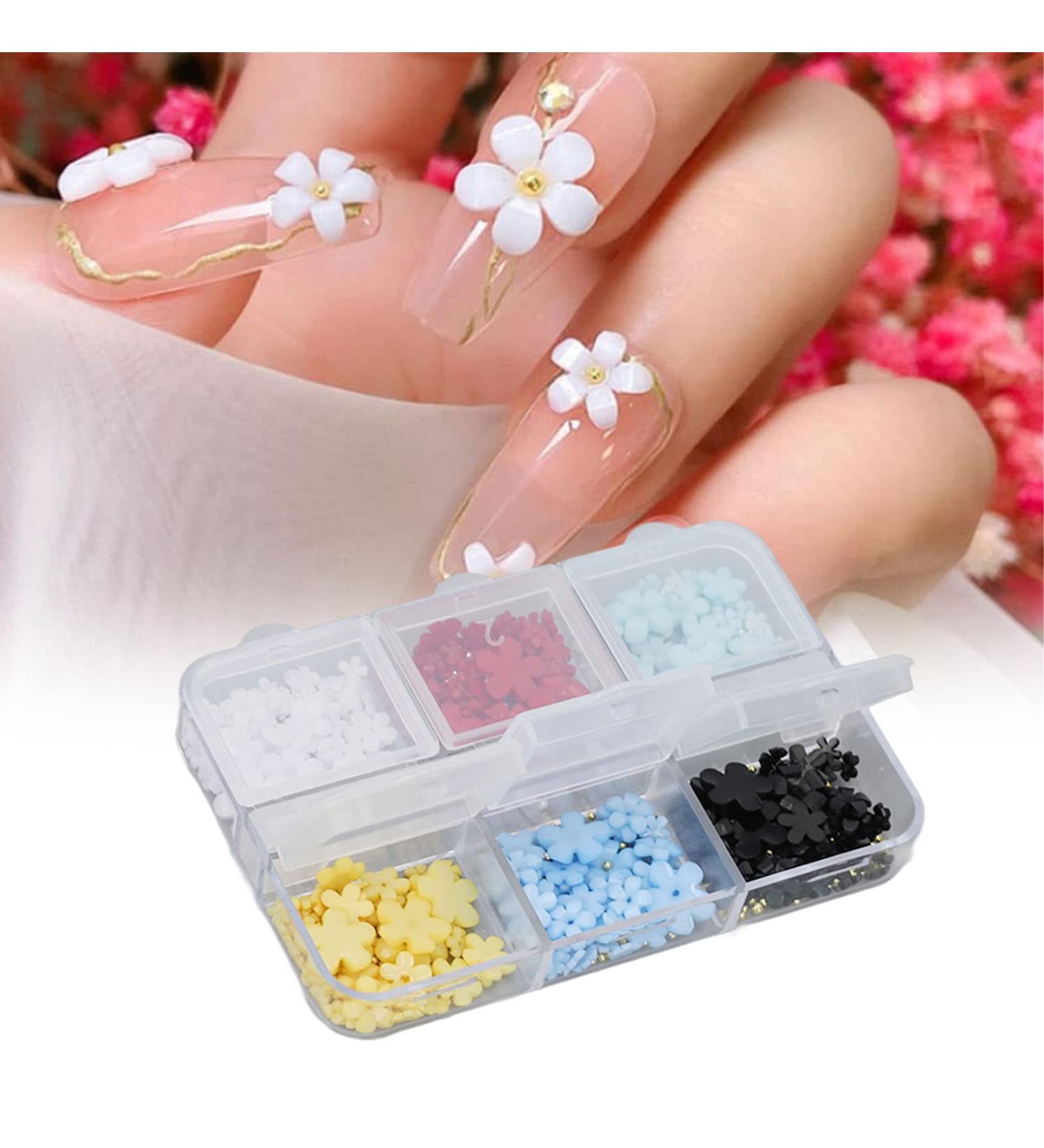 3D Nail Flowers Resin Nail Charms Rhinestone Superior Materials Portable Storage Box Easy Achieve Nail Art Designs Colorful Options for DIY Decoration - Buy Online on GoSupps.com