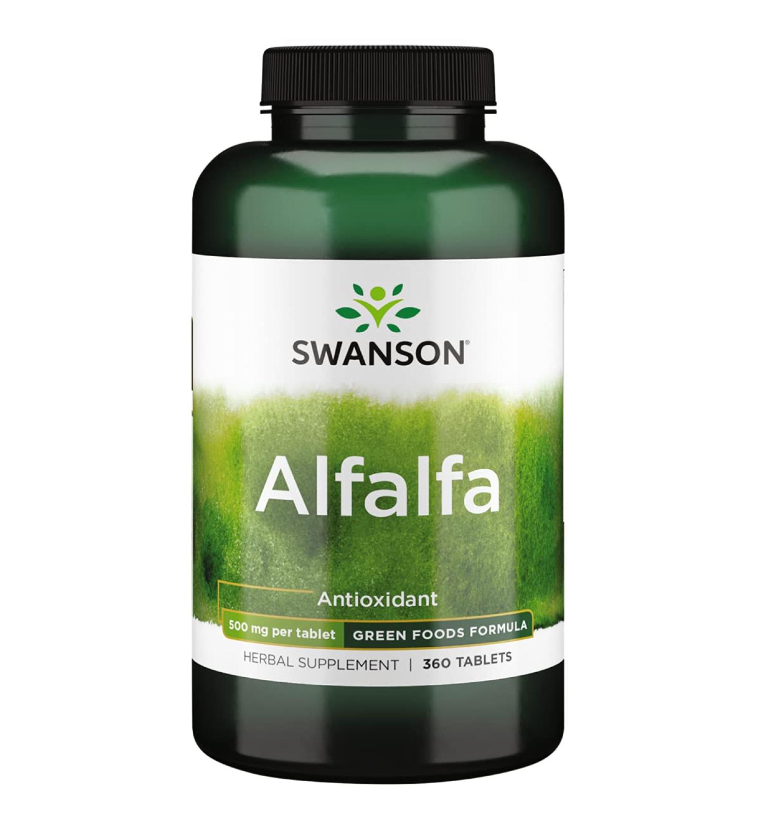Swanson Organic Alfalfa Herbal Supplement - 360 Tablets, 500mg - Energy Support and Rejuvenation for Vegetarians - Buy Online on GoSupps.com