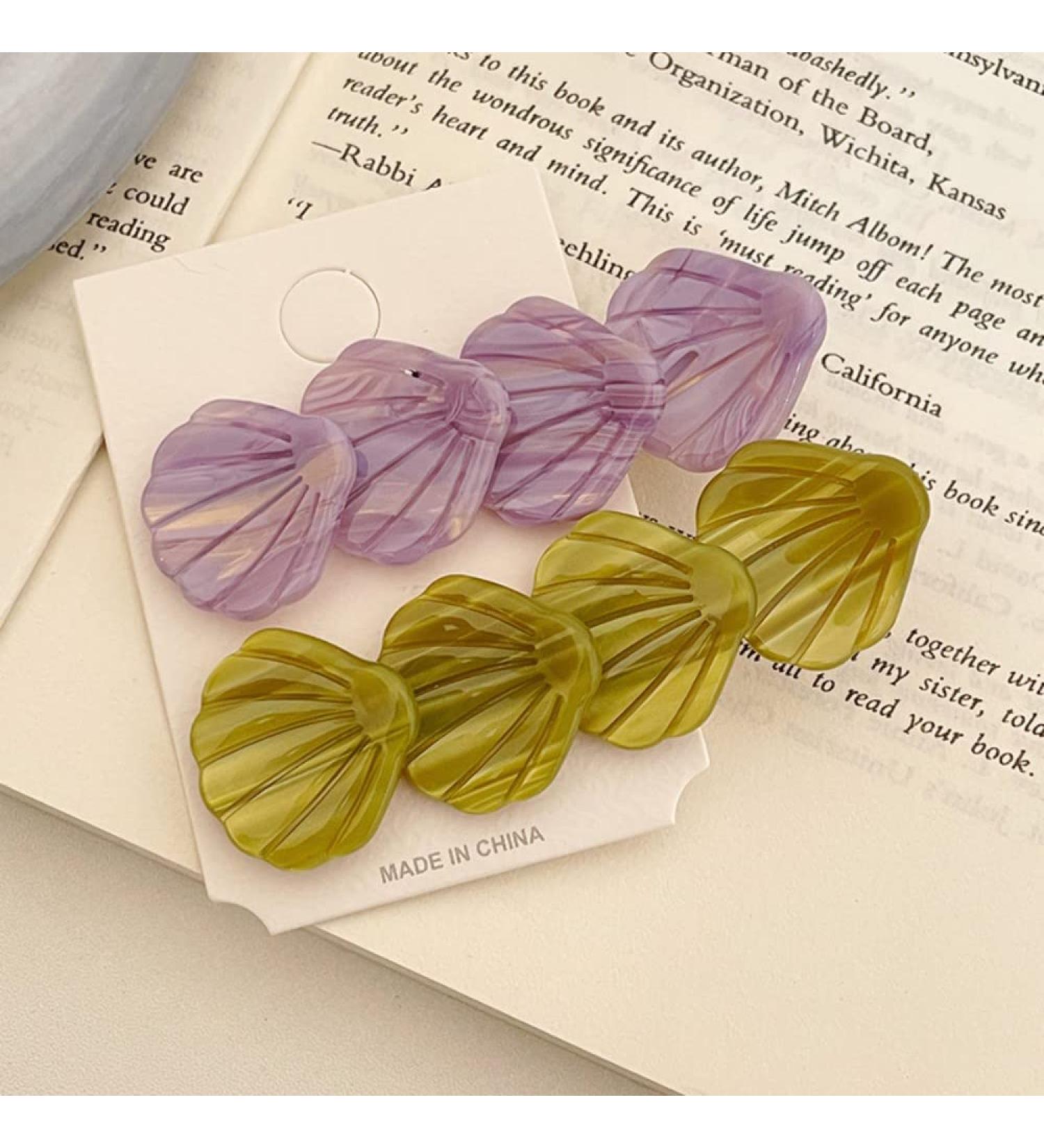 2PCS Acrylic Resin Alligator Hair Barrettes for Women - Non-Slip Duckbill Clips with Conch Pattern Tortoise Shell Design - Decorative Hair Accessories for Thick and Thin Hair - Buy Online on GoSupps.com