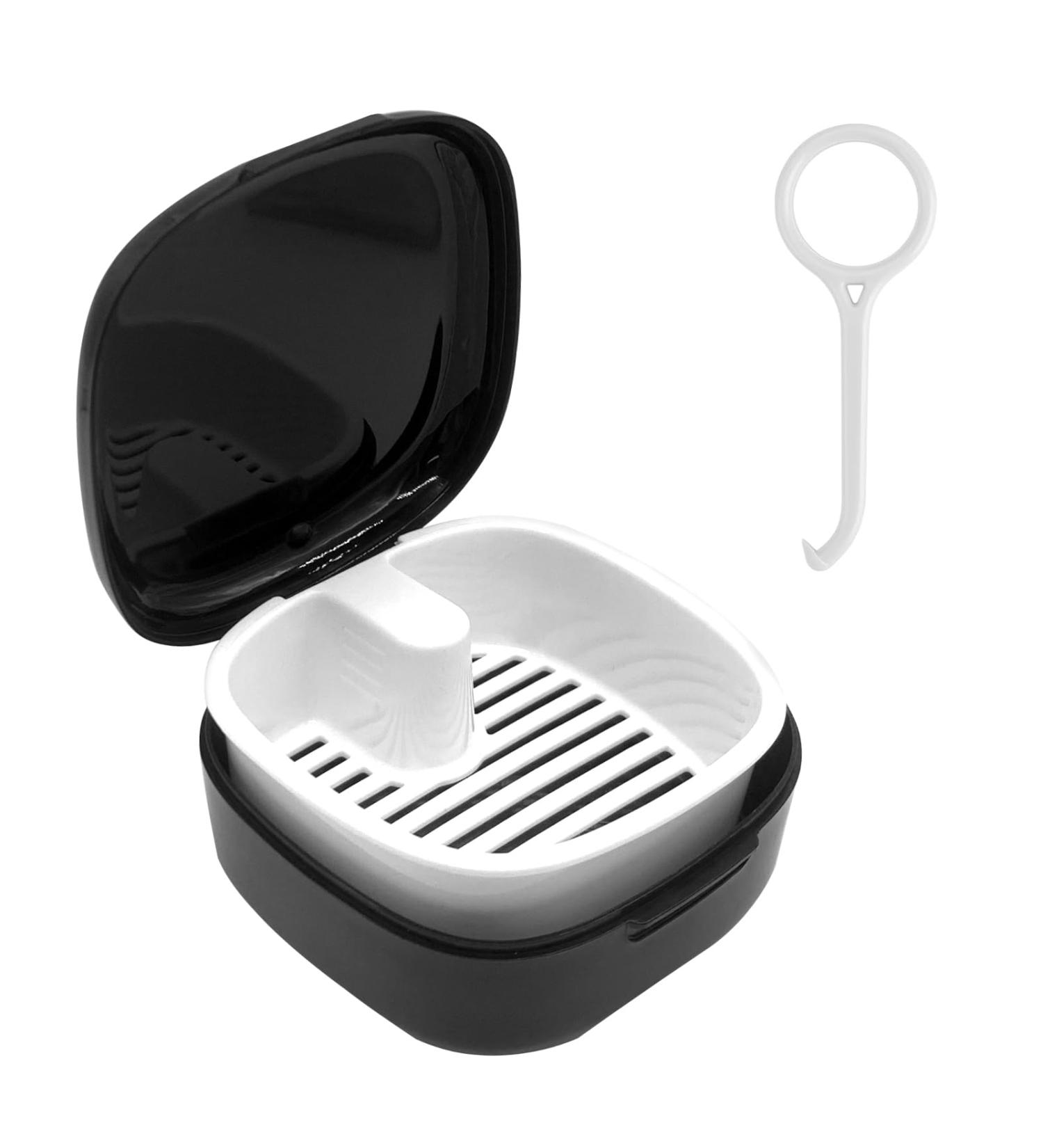 Swirlcolor Portable Denture Container with Sieve - Black Retainer Cleaning Case & Aligner Removal Tool for International Shipping - Buy Online on GoSupps.com