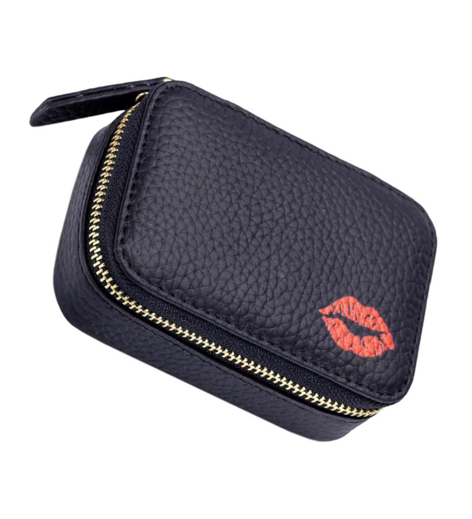 Mobestech Cosmetic Bag - Portable Faux Leather Makeup & Lipstick Holder for Travel | Convenient Zipper Pouch 10x7x3.5CM - Buy Online on GoSupps.com