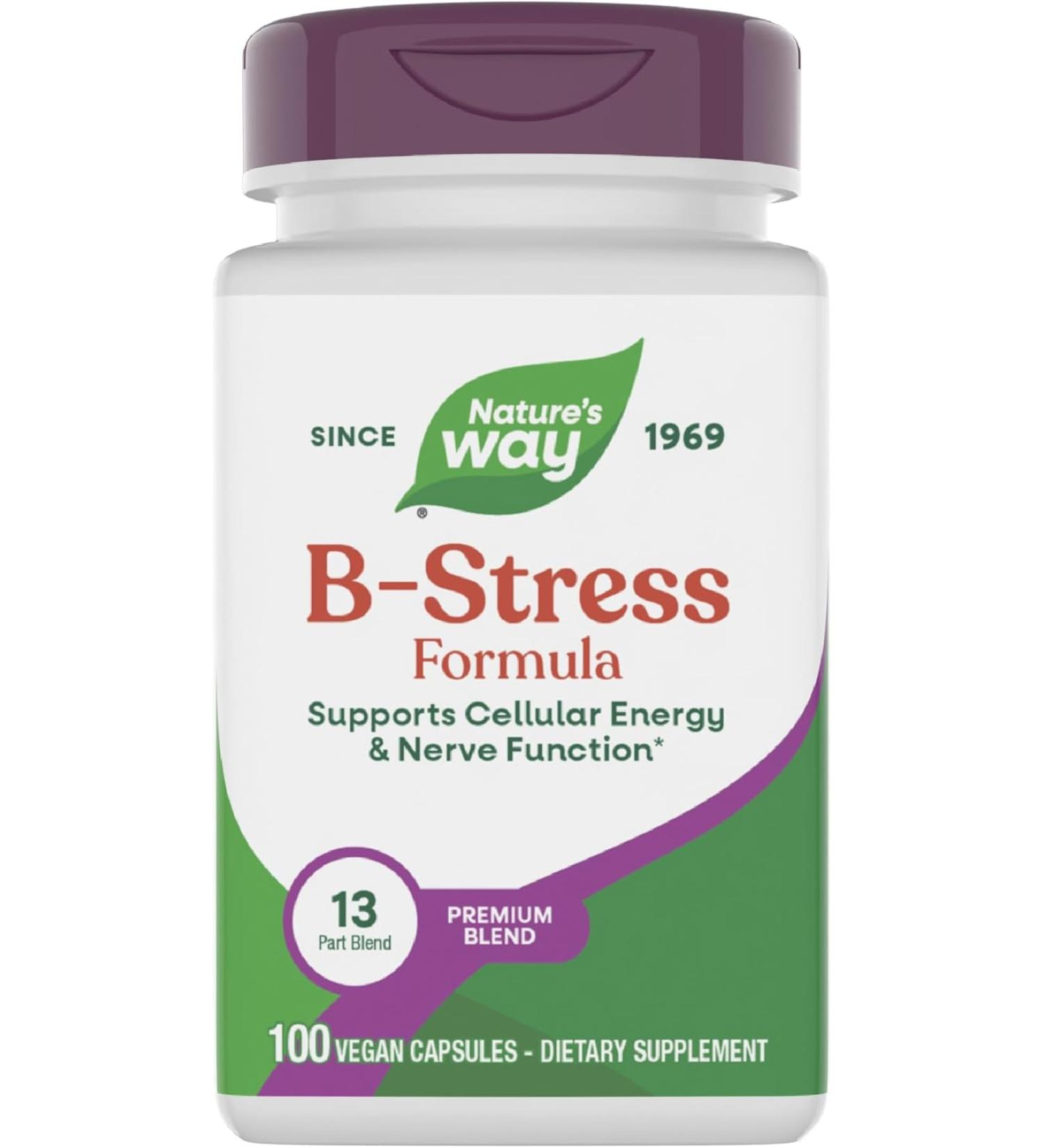 Nature's Way B-Stress Formula - 100 Vegan Capsules for Stress Relief - Buy Online on GoSupps.com