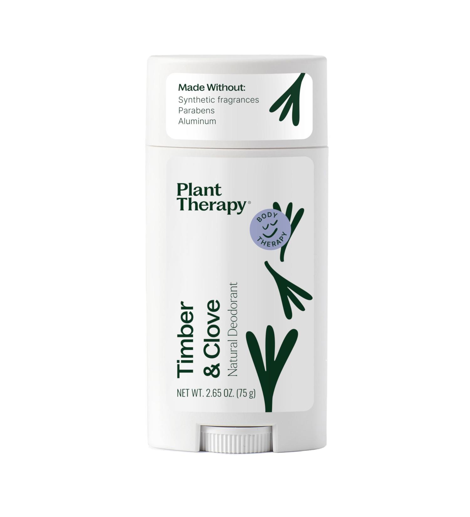 Plant Therapy Timber & Clove Natural Deodorant Aluminum Free 2.65 oz. Made with Natural Ingredients Paraben Free Neutralizes Odor Absorbs Wetness Non-GMO Cruelty Free GMP Compliant Coconut - Buy Online on GoSupps.com