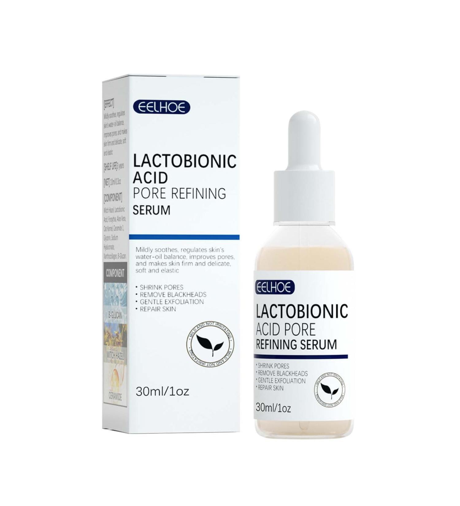 Lactobionic Acid Pore Refining Serum - Shrink Pores Remove Blackheads Reduce Fine Lines & Wrinkles - Anti-Aging Facial Essence 30ml for All Skin Types - Buy Online on GoSupps.com