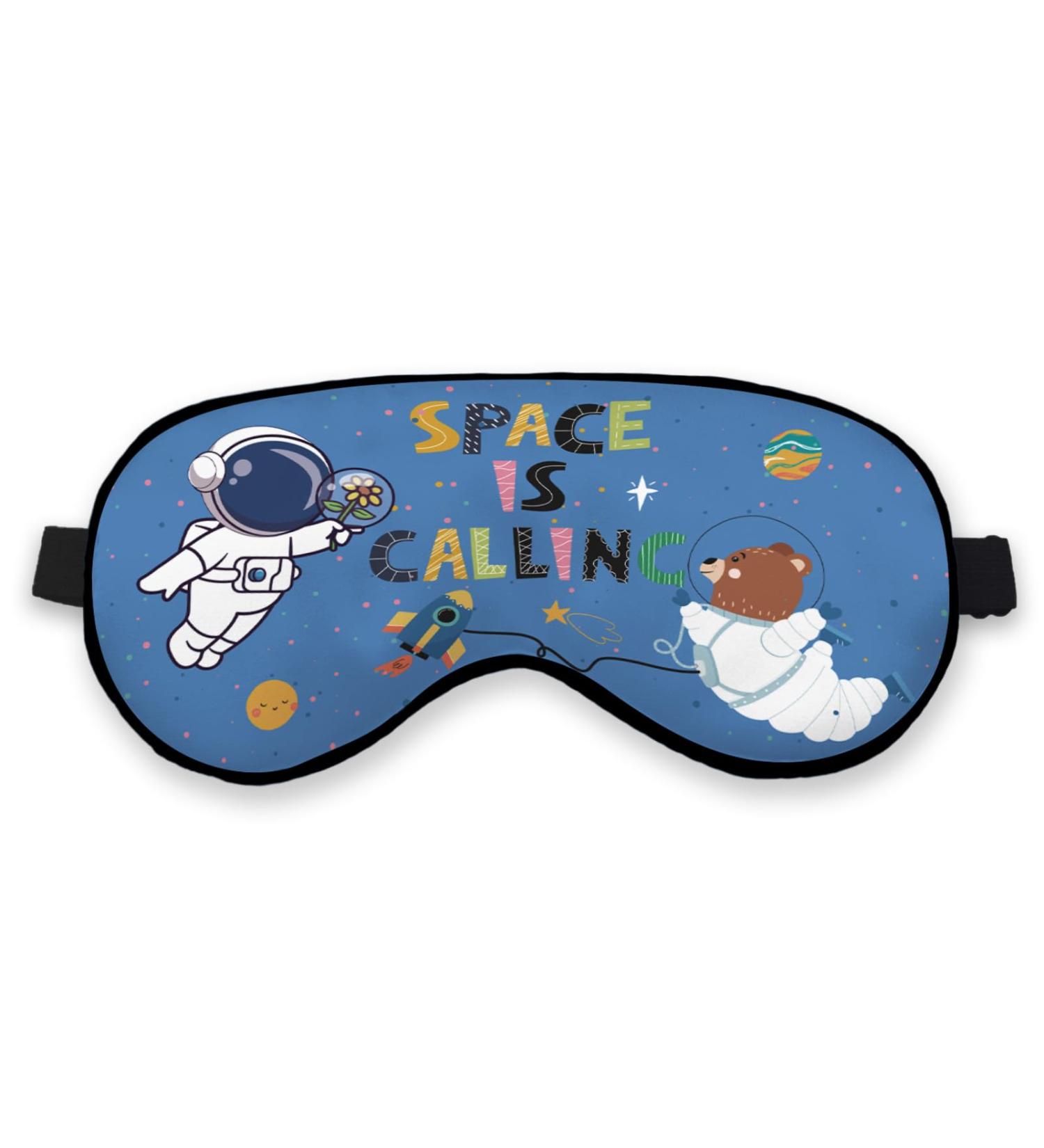 Buy Kdqua Space Themed Eye Mask for Kids - Cute Astronaut Silk Blackout Sleep Mask Adjustable Soft Lightweight Design for Boys - Buy Online on GoSupps.com