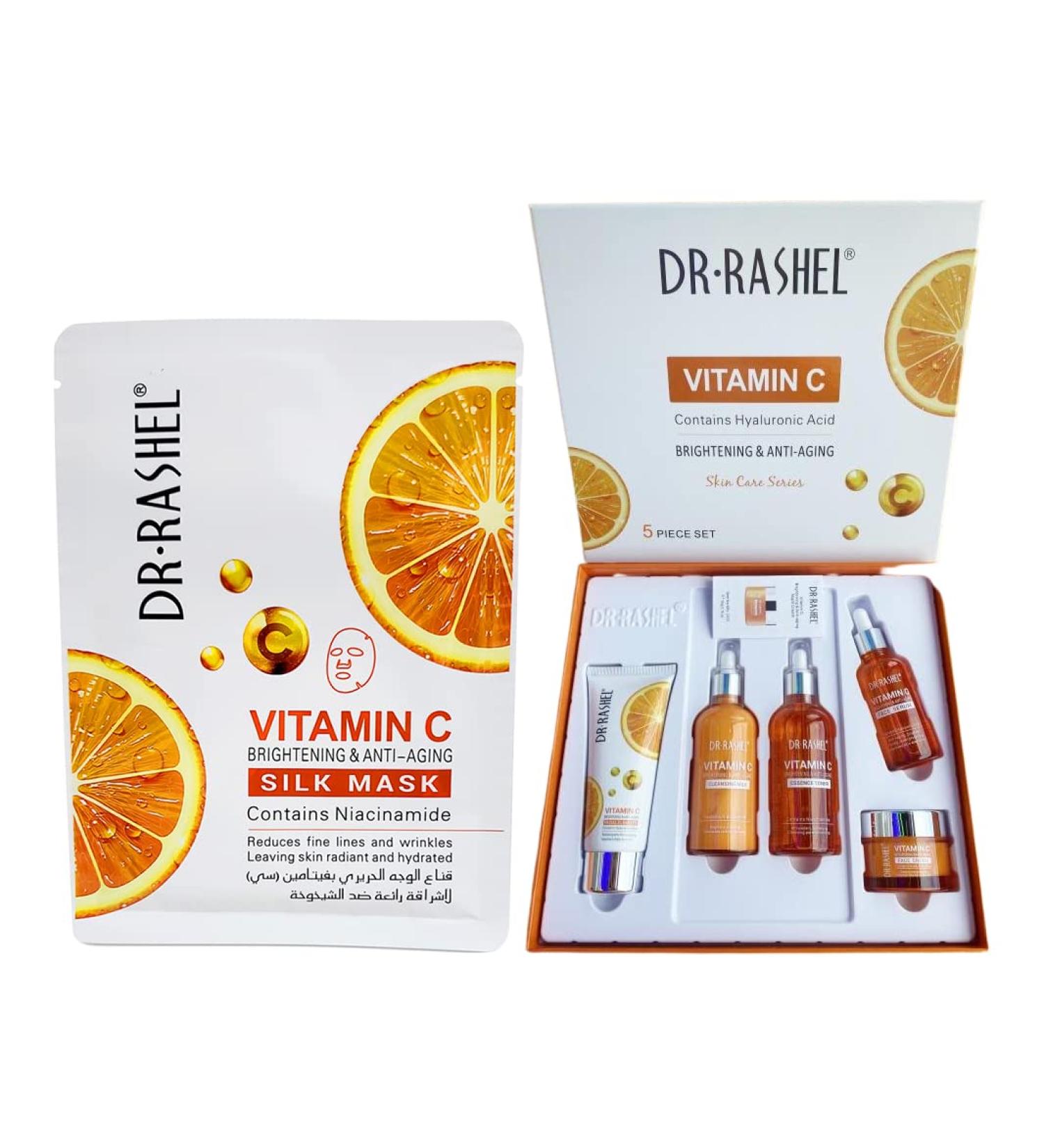 Dr Rashel Vitamin C Skin Care Series | Hyaluronic Acid, Anti Aging, Collagen Essence | 5 Piece Set + 1 Vitamin C Silk Mask - Buy Online on GoSupps.com