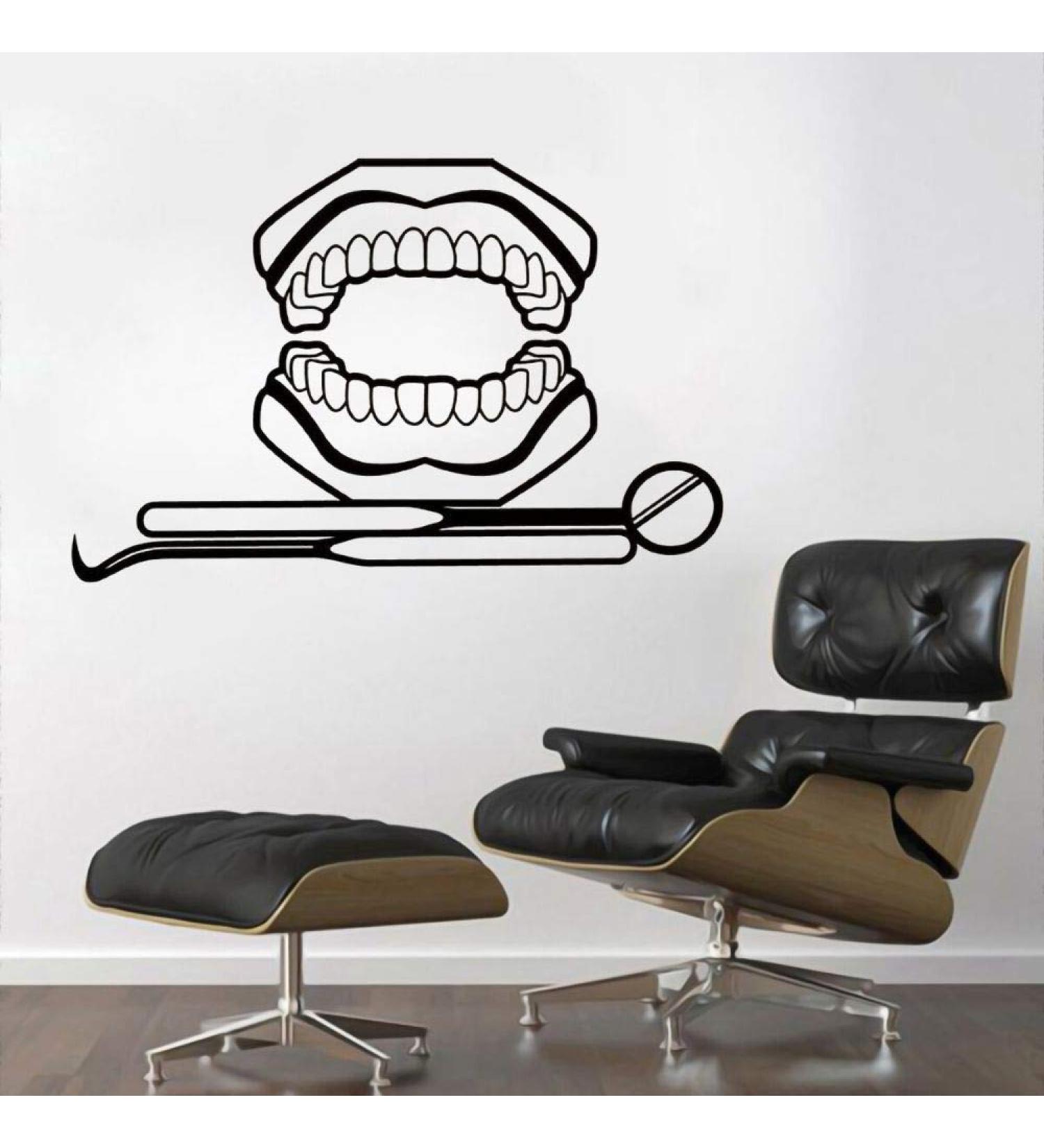 Denture Teeth Mural Wall Decal Dental Sticker for Dental Clinic Decoration Removable 42x29cm - Buy Online on GoSupps.com