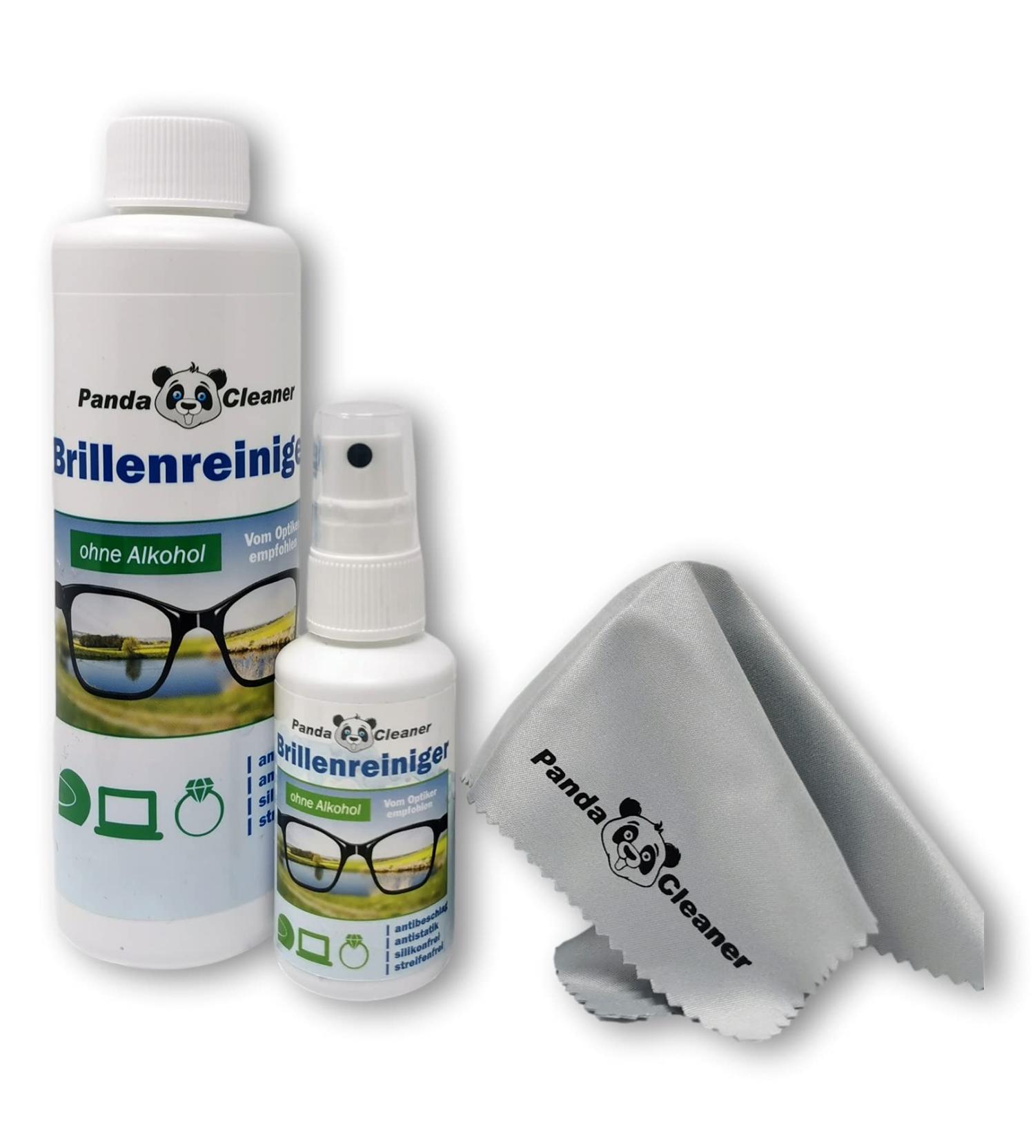 Pandacleaner Glasses Cleaner | 50ml Spray + 250ml Refill | Alcohol-Free Strip-Free Anti-Fog Formula | Made in Germany - Buy Online on GoSupps.com