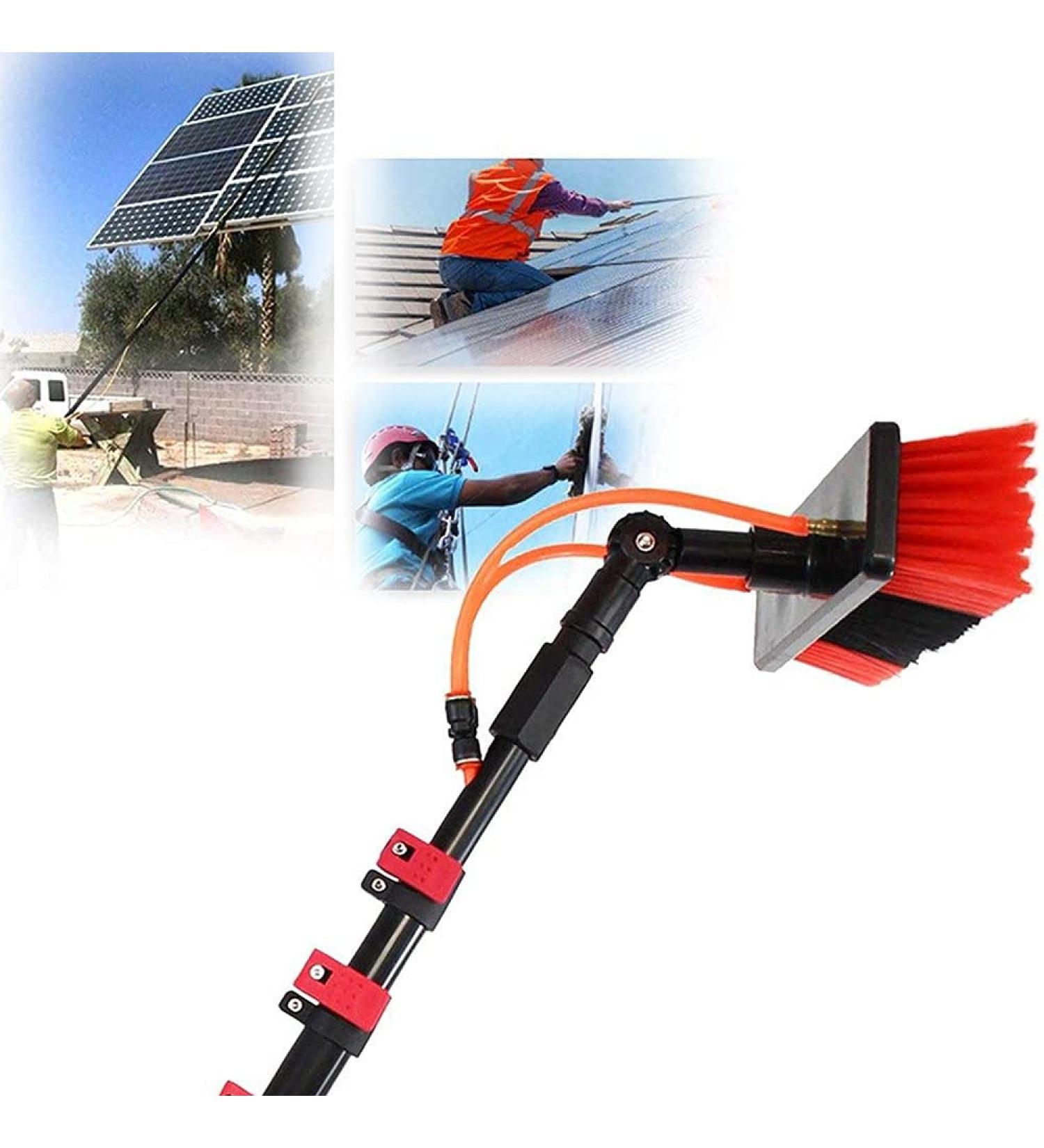 Telescopic Pole Water Line Brush Telescopic Window Cleaner Water Washing Brush Kit Windows Cleaning and Washing Tool for Solar System Cleaning and Window Cleaning 24FT/7.2M - Buy Online on GoSupps.com