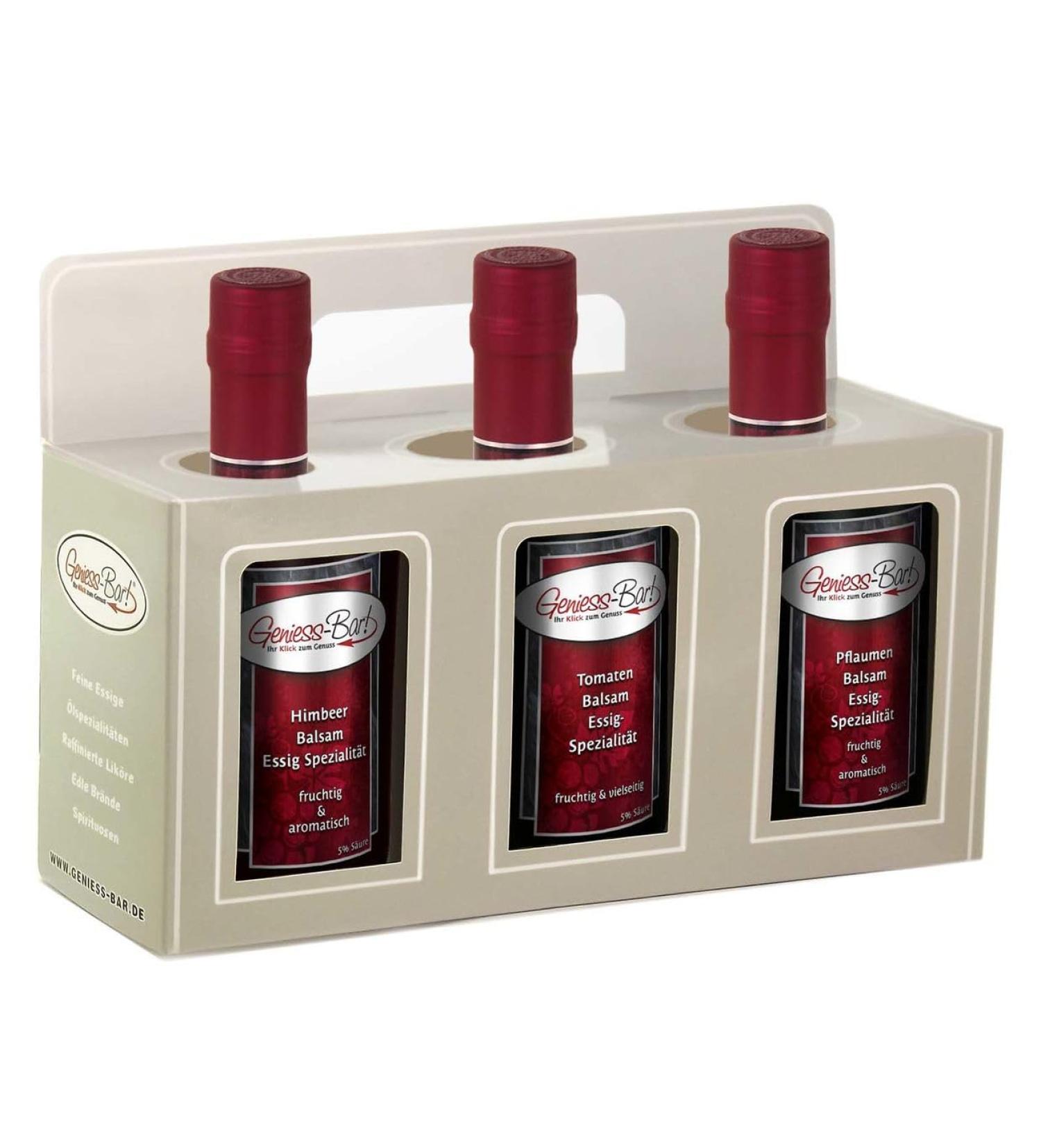 Premium Gift Box: 3x 0.5L Specialty Balsamic Vinegar - Raspberry Tomato & Plum Varieties - International Shipping Available - Buy Online on GoSupps.com
