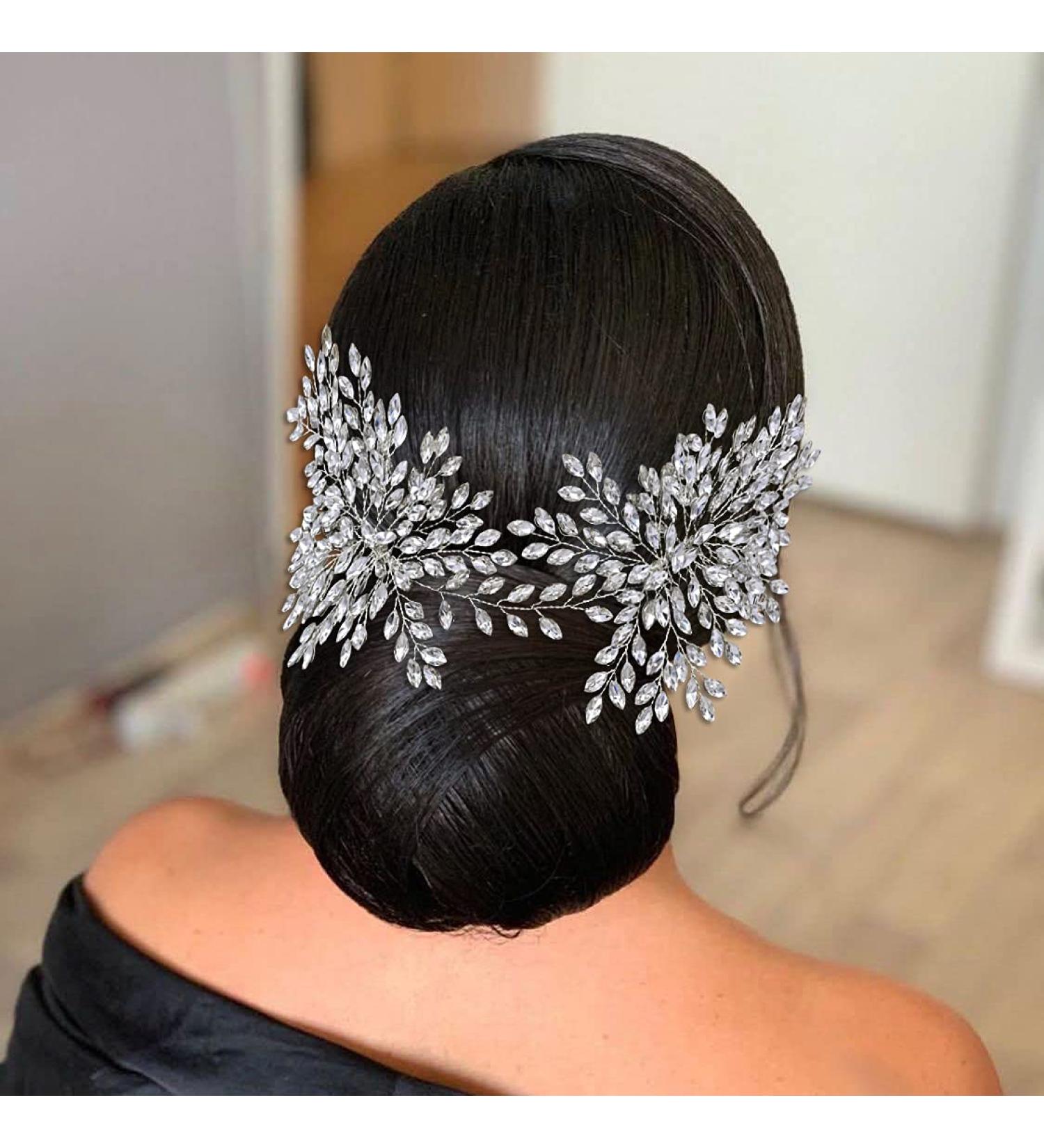 Azaleas Silver Wedding Hair Comb | Bridal Rhinestone Headband & Crystal Hair Accessories for Bridesmaids - Buy Online on GoSupps.com