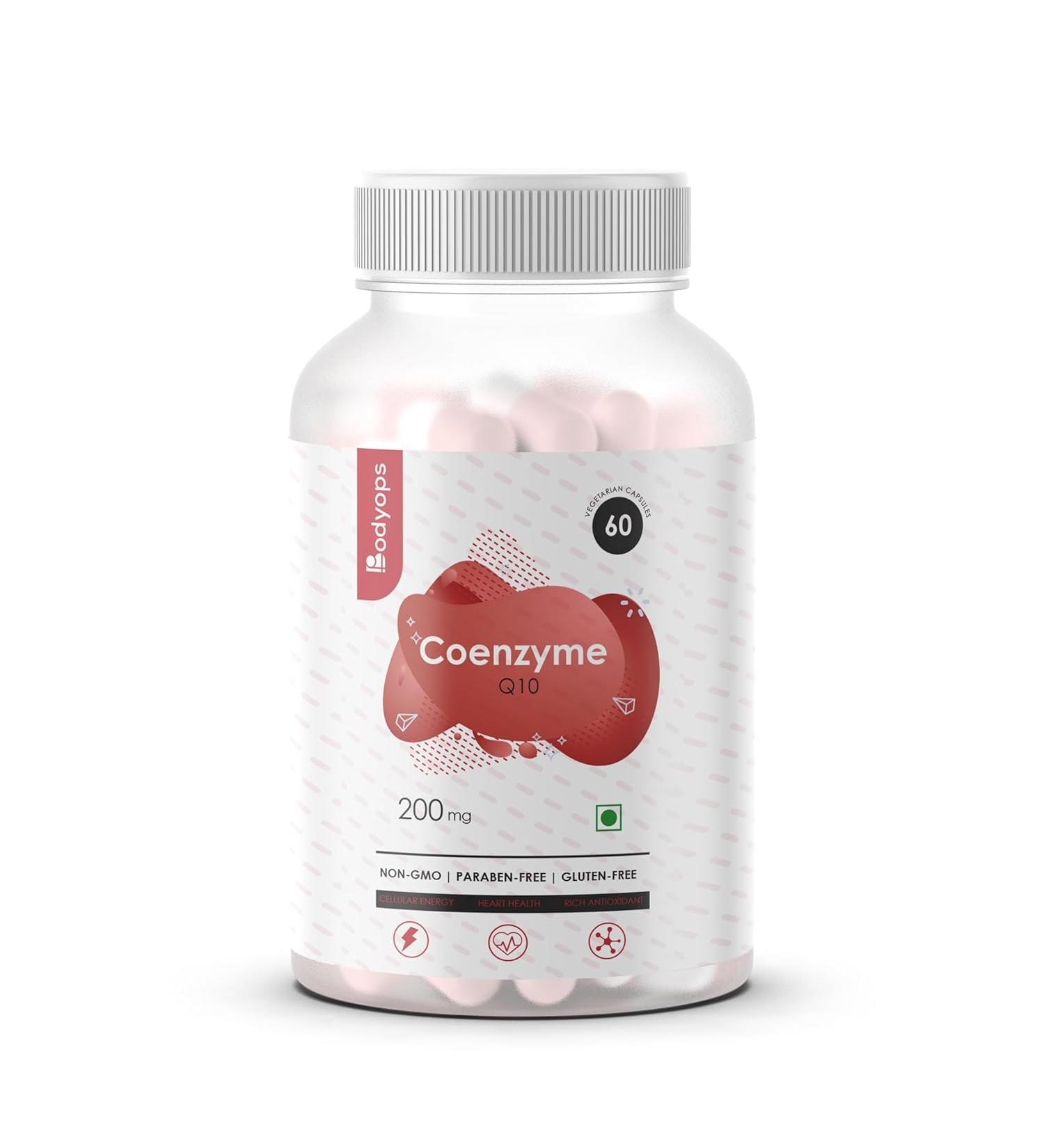 Coenzyme Q10 200 mg with Piperine | Antioxidant for Heart Health | 60 Capsules | Boost Energy Production - Buy Online on GoSupps.com