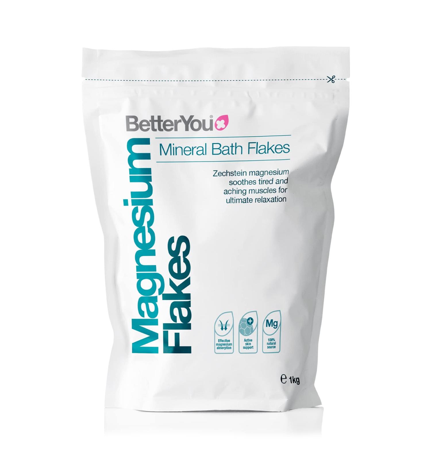 BetterYou Magnesium Flakes 35 oz - Pure & Natural Magnesium Chloride Bath Salt - Buy Online on GoSupps.com