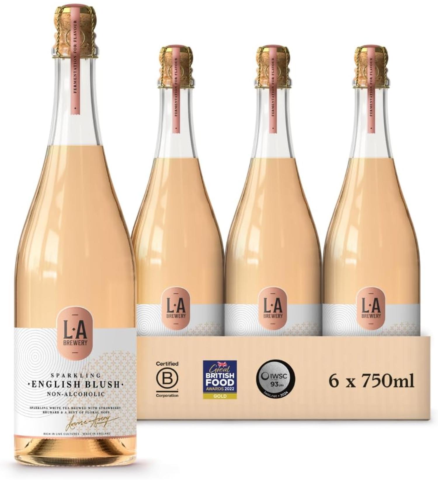 L.A BREWERY Non Alcoholic Sparkling Craft Kombucha Drink Kombucha Tea Gluten Free & Vegan Soft Drinks -  English Blush 25.36 Oz - Pack Of 6 - Buy Online on GoSupps.com