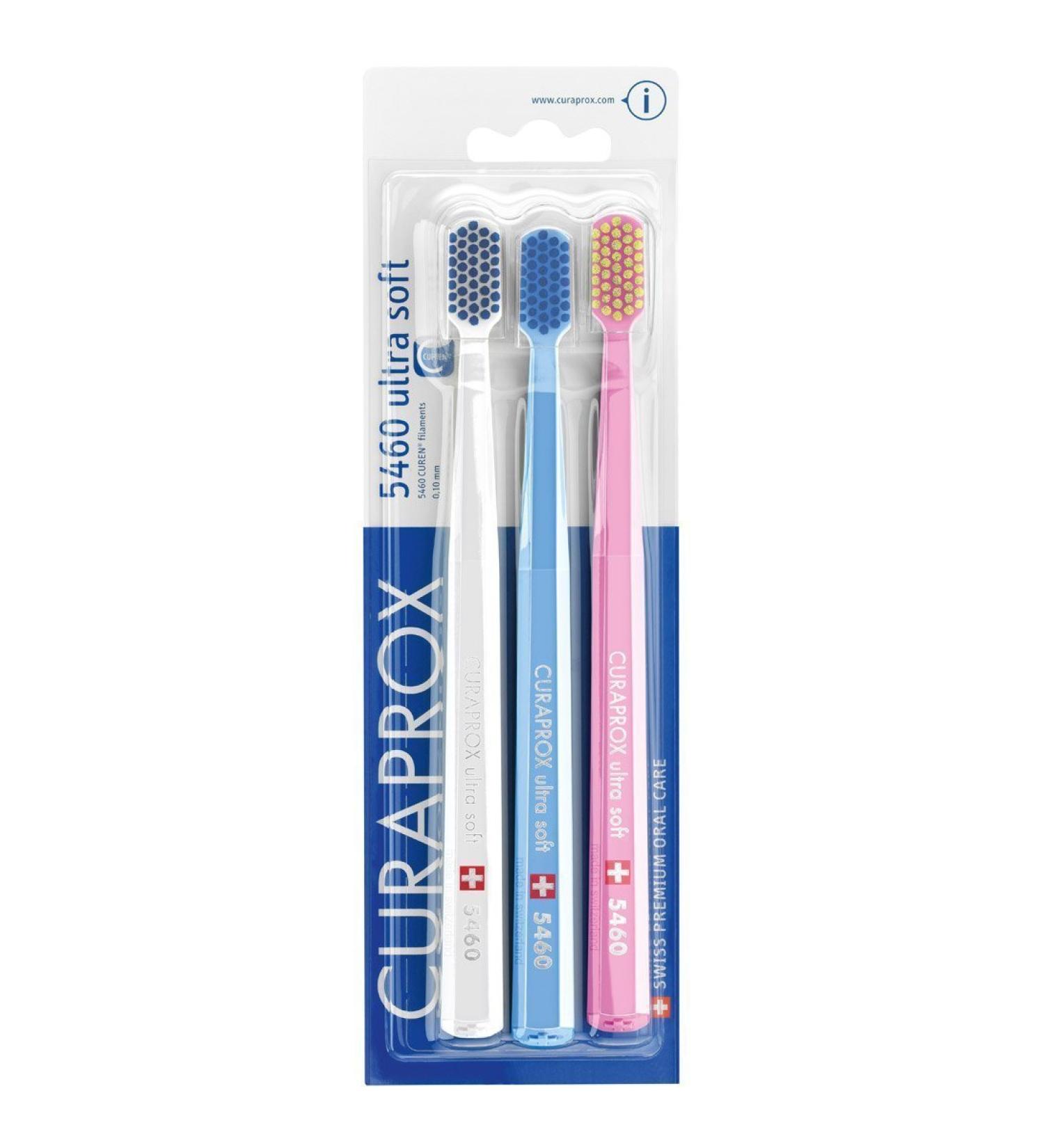 Curaprox CS5460PACK Ultra Soft Manual Toothbrush - 3 Assorted Colors Gentle Brushing for Sensitive Teeth - Shop Internationally - Buy Online on GoSupps.com