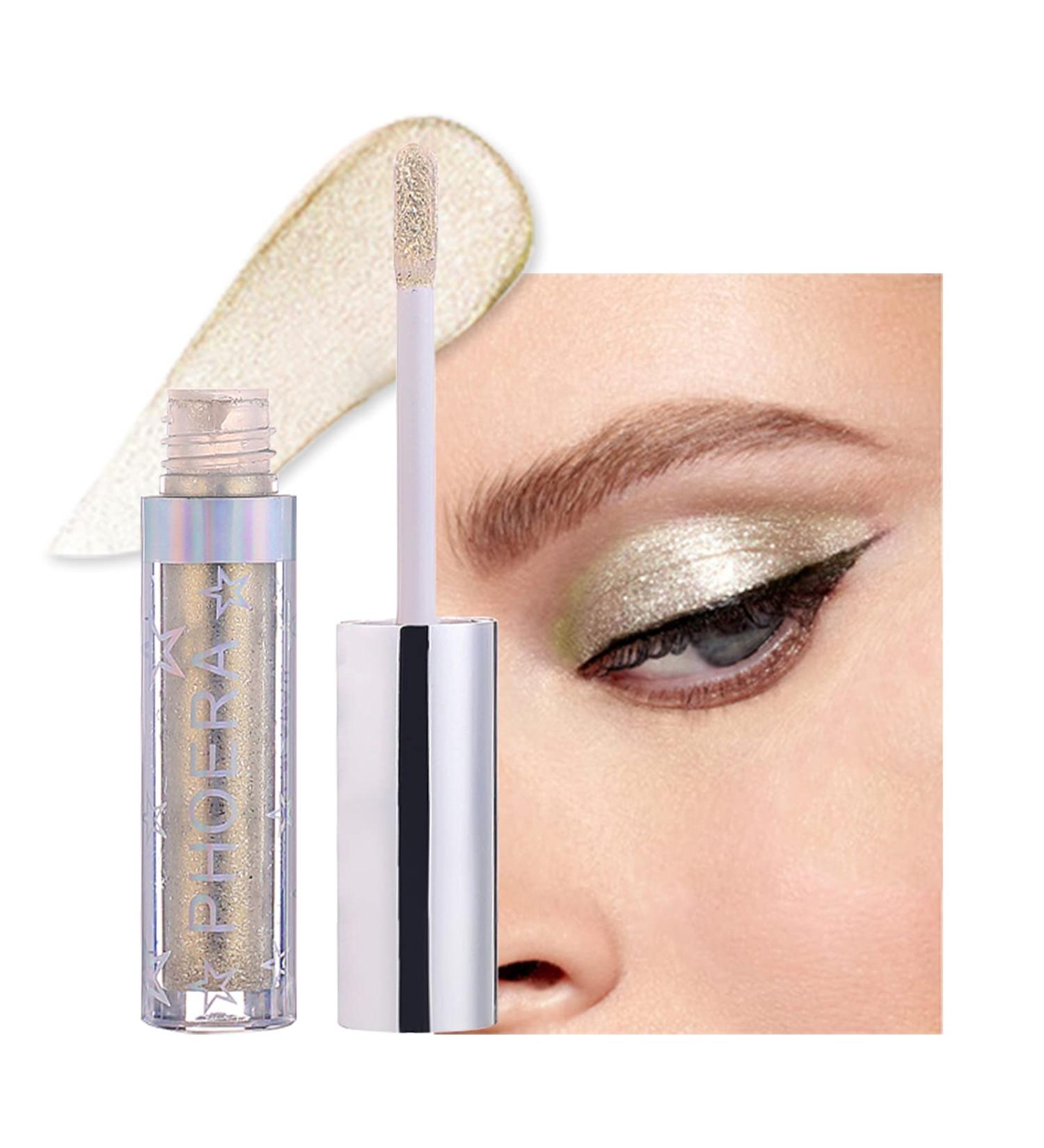 Erinde Liquid Glitter Eyeshadow Stick - Long Lasting Waterproof Metallic Glow Eye Shadow Pen - Shimmer Sparkle Eye Brightener - Quick-Drying Sparkling Eye Makeup (101 Cream) - Buy Online on GoSupps.com