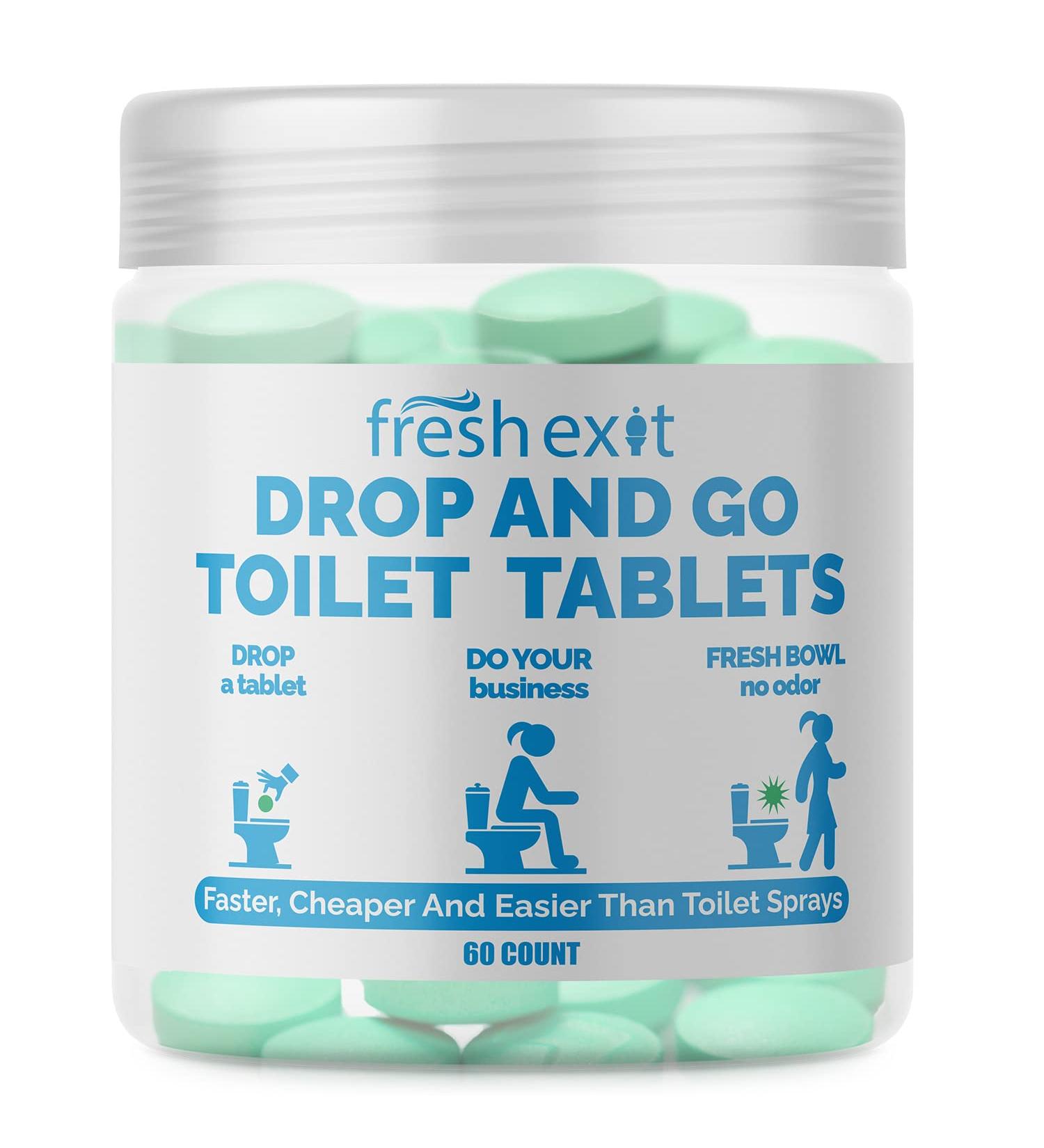 FreshExit Toilet Tablets - Easy Clean & Fresh Citrus Scent - 60ct - Eco-Friendly Alternative to Toilet Spray - Buy Online on GoSupps.com