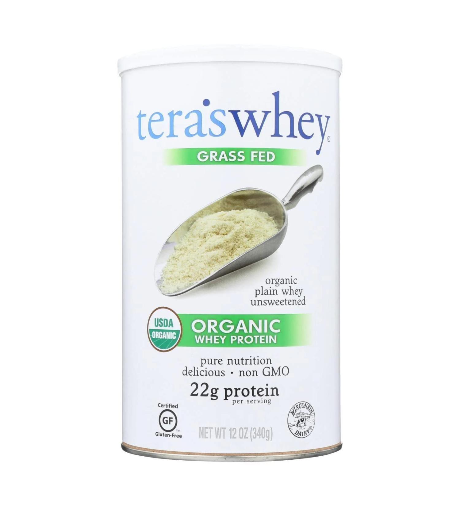 simply tera's Organic Whey Protein Powder - Grass Fed Whey Protein Powder Without Artificial Sweeteners Unflavored Protein Powder Non-GMO Kosher Gluten-Free - Plain Unsweetened 12 Oz