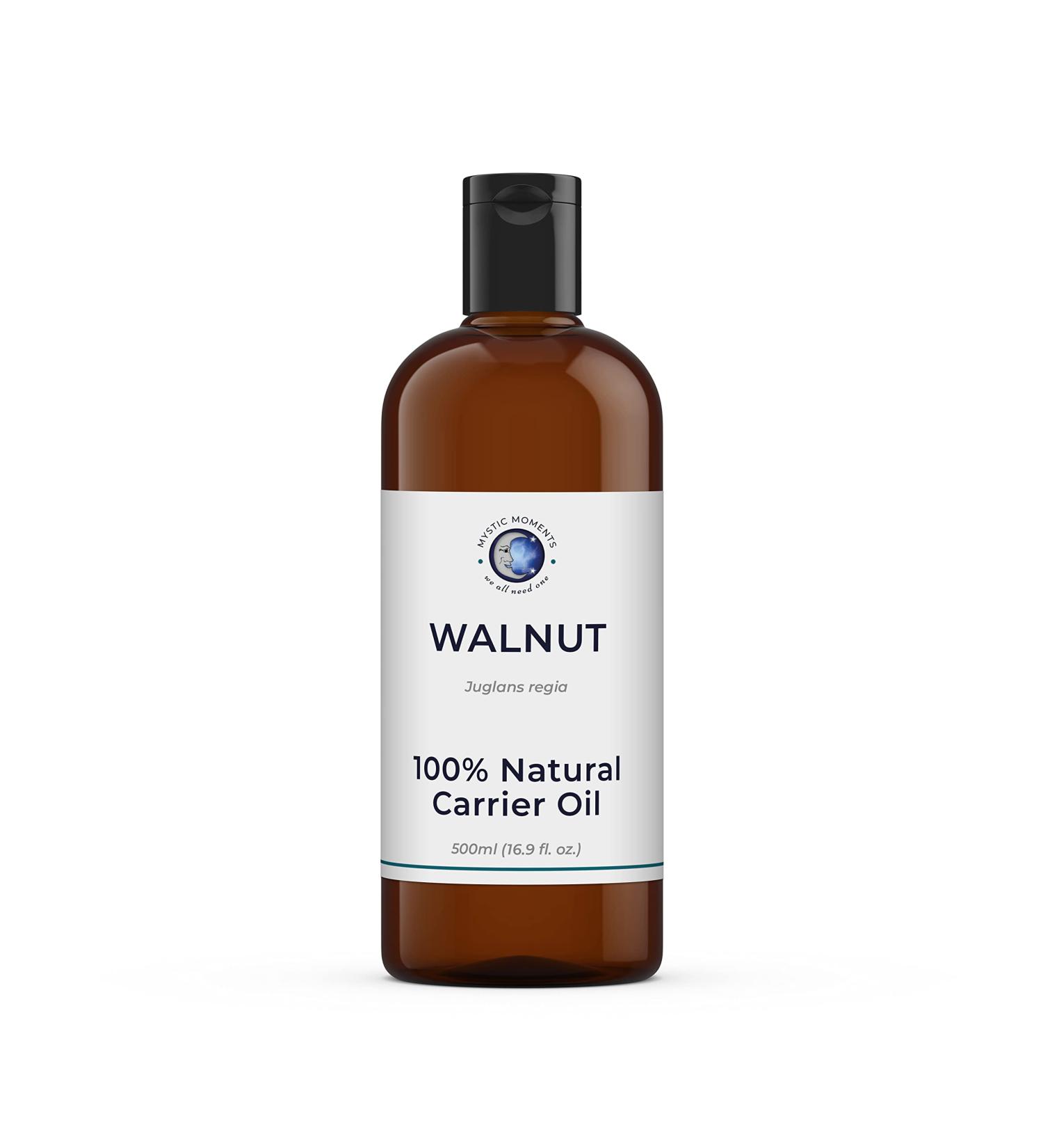 Mystic Moments Walnut Carrier Oil 500ml - Pure & Natural for Hair Face Nails Aromatherapy & Massage - Vegan & GMO-Free - Buy Online on GoSupps.com