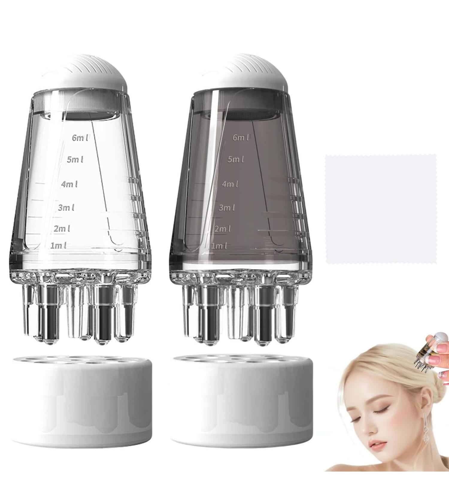FEXPDL 2Pcs Hair Oil Applicator Bottle with a Gray Rag Portable Liquid Oil Dispenser Scalp Applicator Comb Hair Scalp Applicator Root Comb Applicator Bottle For Hair With Roller Ball(White Gray) - Buy Online on GoSupps.com