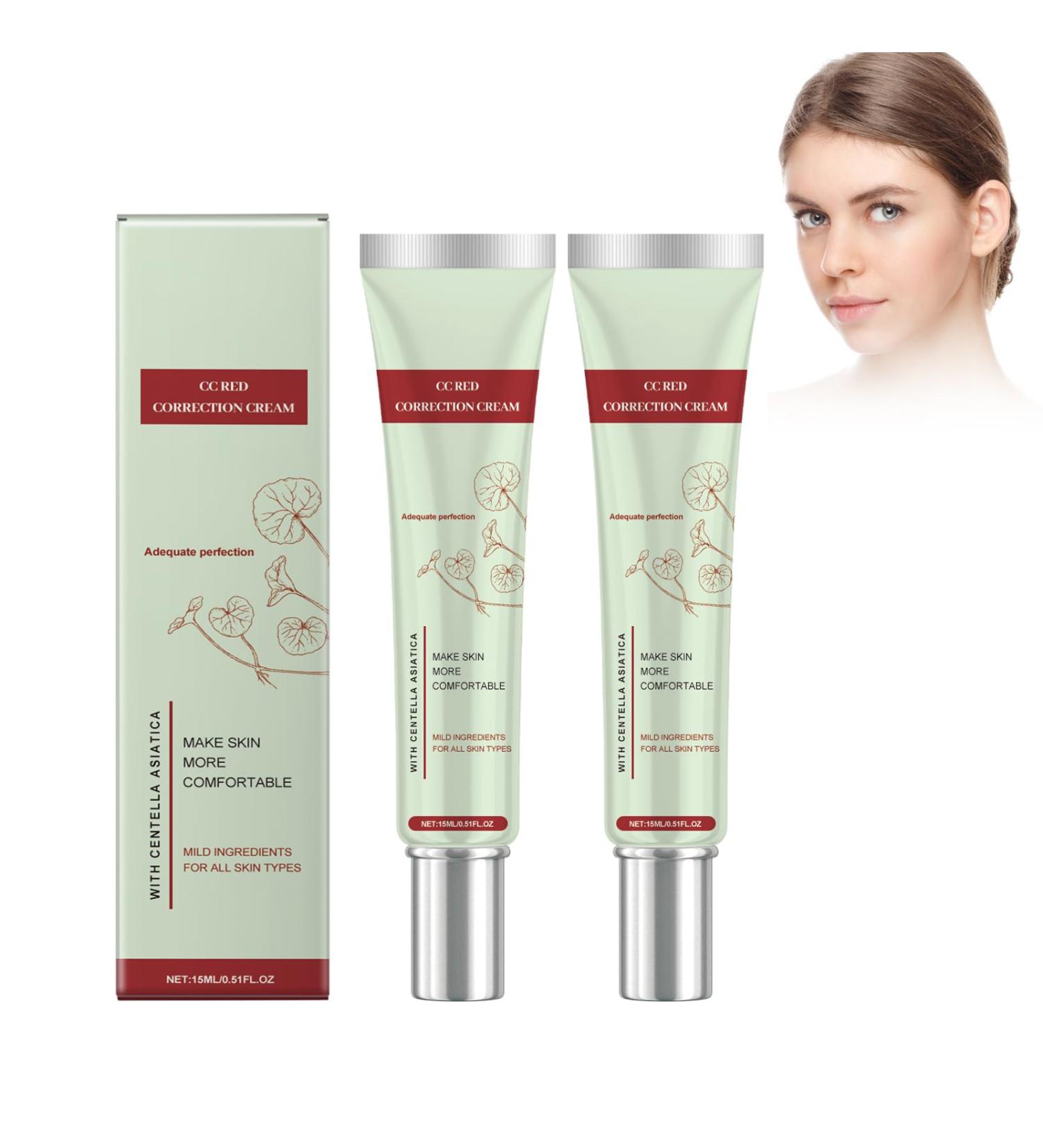 2 Pi ces CC Cr me La Centella Asiatica Cr me Teint e Anti-Rougeur CC Red Correct Correctrice De Couleur Perfecteur Et Correcteur De Teint Spf 25 Couverture Naturelle Imperm able Et Longue Tenue - Buy Online on GoSupps.com