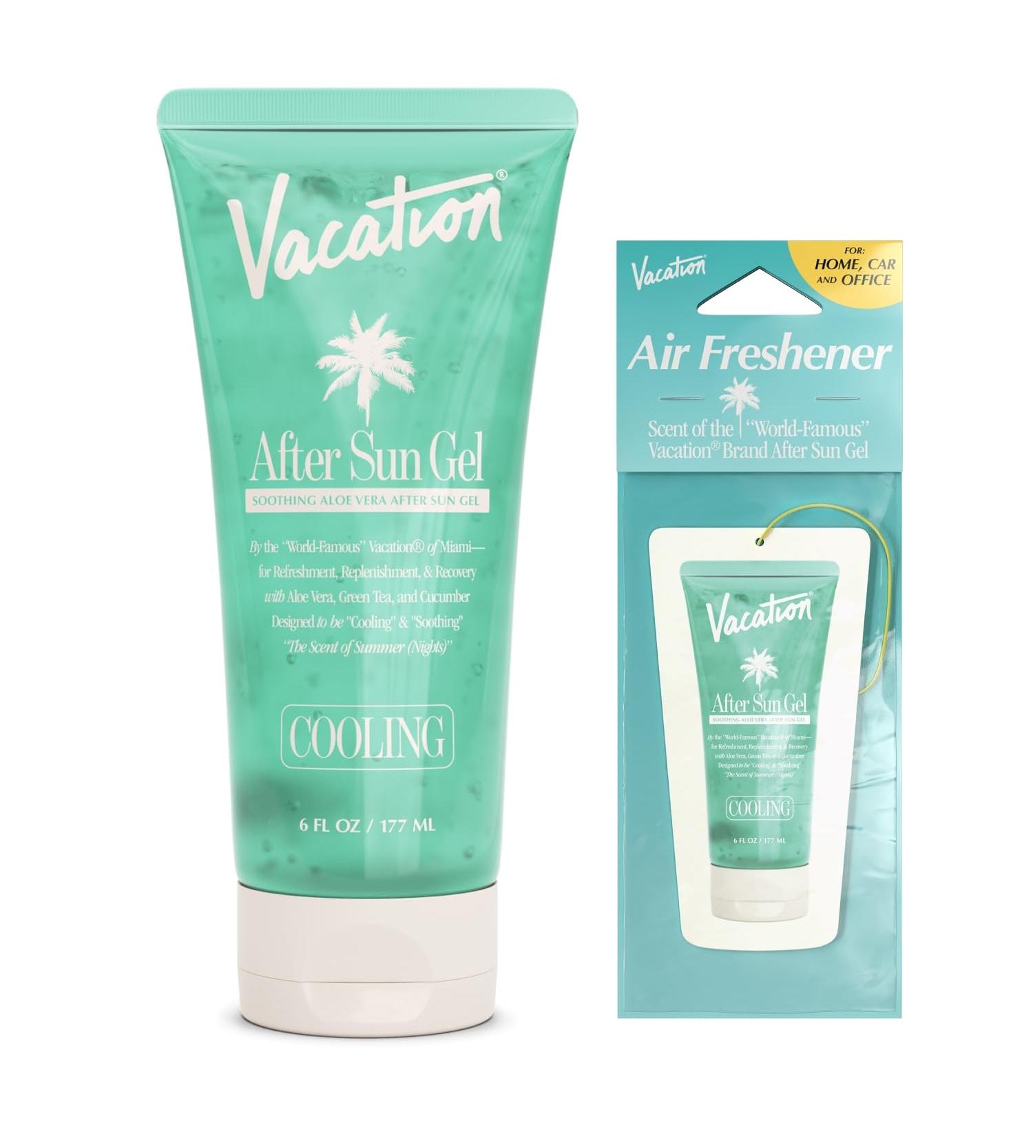VACATION After Sun Gel + Airfreshener Bundle | Soothing Aloe Vera Gel for Sunburn Relief & Hydrating After Sun Care | Non-Sticky & Alcohol Free | 6 fl. oz - Buy Online on GoSupps.com