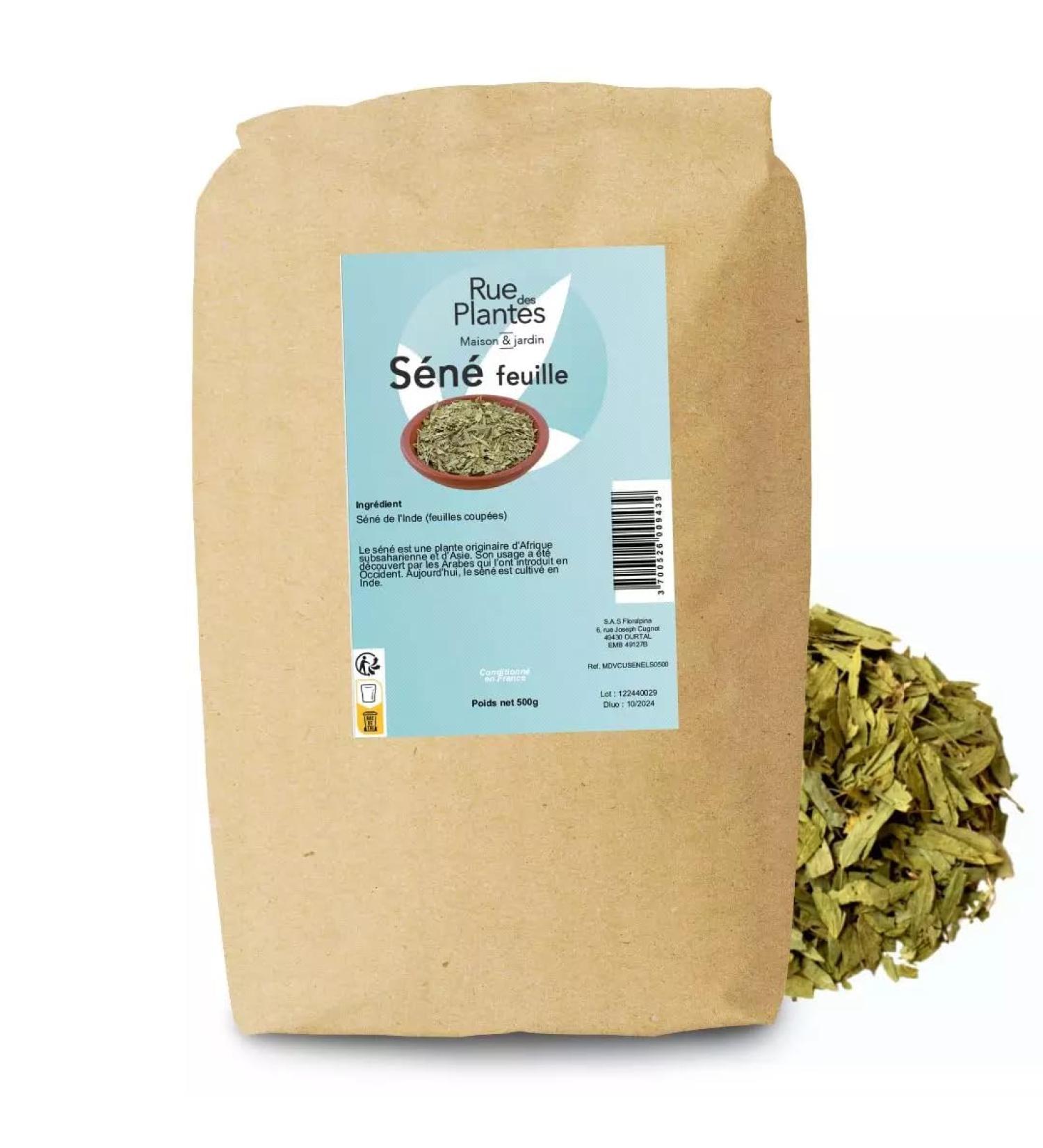 FLORALPINA Senna Coupe leaves origin India natural laxative promotes intestinal transit and cleansing of the colon detox herbal tea packed in France RUE DES PLANTES 500 grams - Buy Online on GoSupps.com