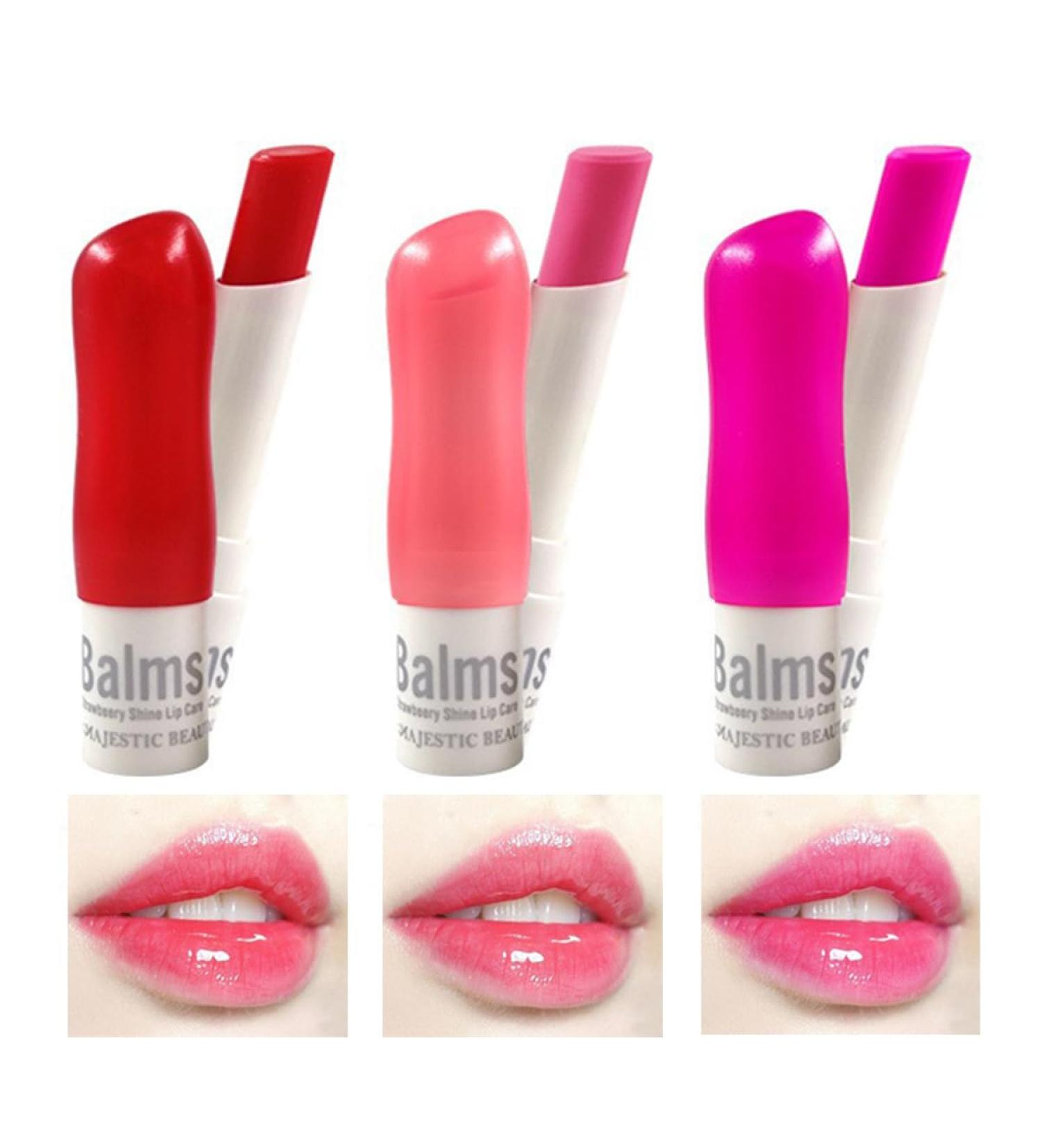 Buy 3 Pcs Color Changing Lipstick Set - Strawberry Peach Cherry Tinted Lip Balm for Women | Long Lasting & Moisturizing Lip Makeup - International Shipping Available - Buy Online on GoSupps.com