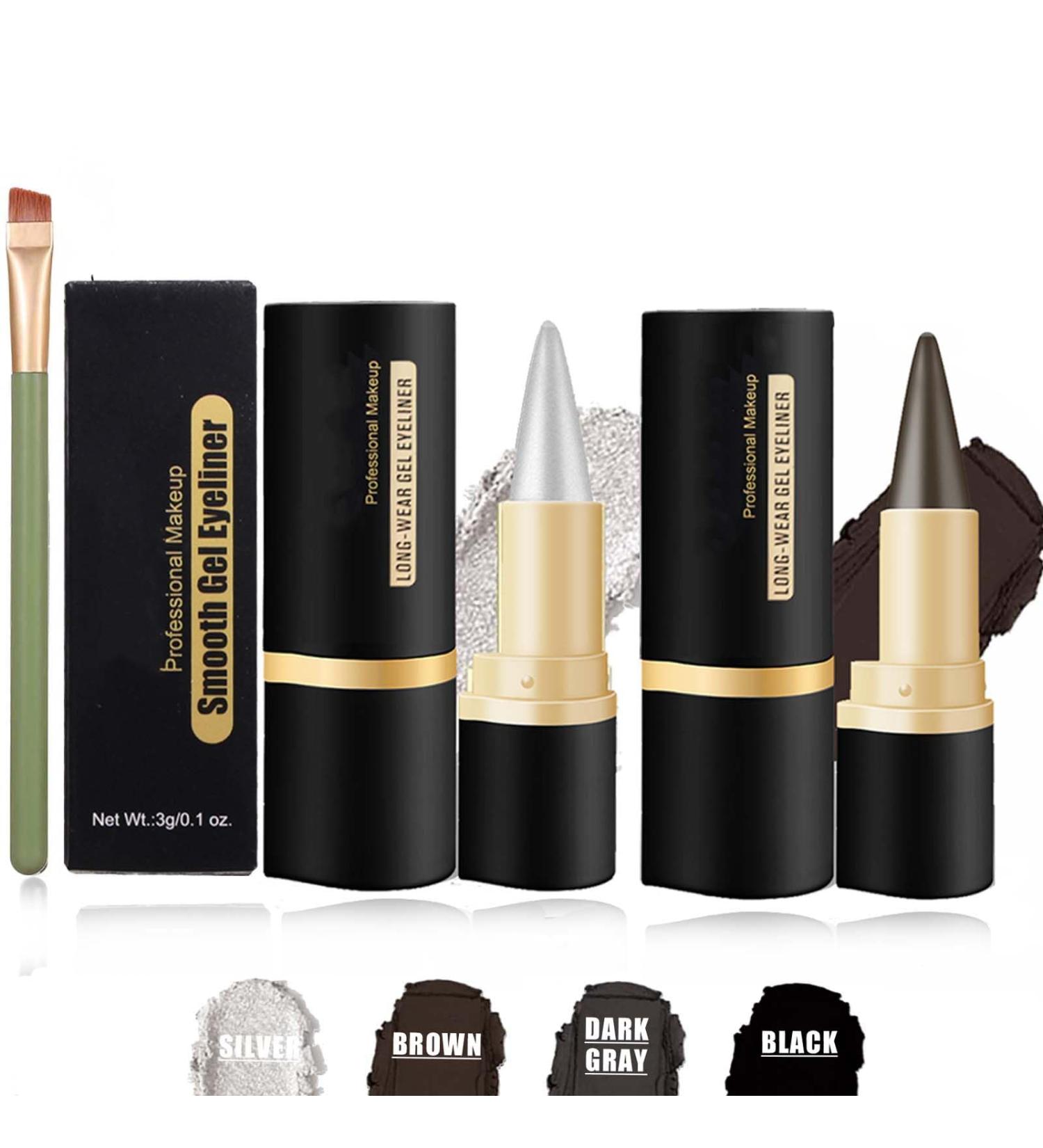 Ayky Long Wear Gel Eyeliner Ayky Eyeliner Natural Black Eyeliner Cream Smokey Eyeshadow Palette Stick Smudge Proof Quick-Drying Matte Create Statement Eye Look (Silver+Brown) - Buy Online on GoSupps.com