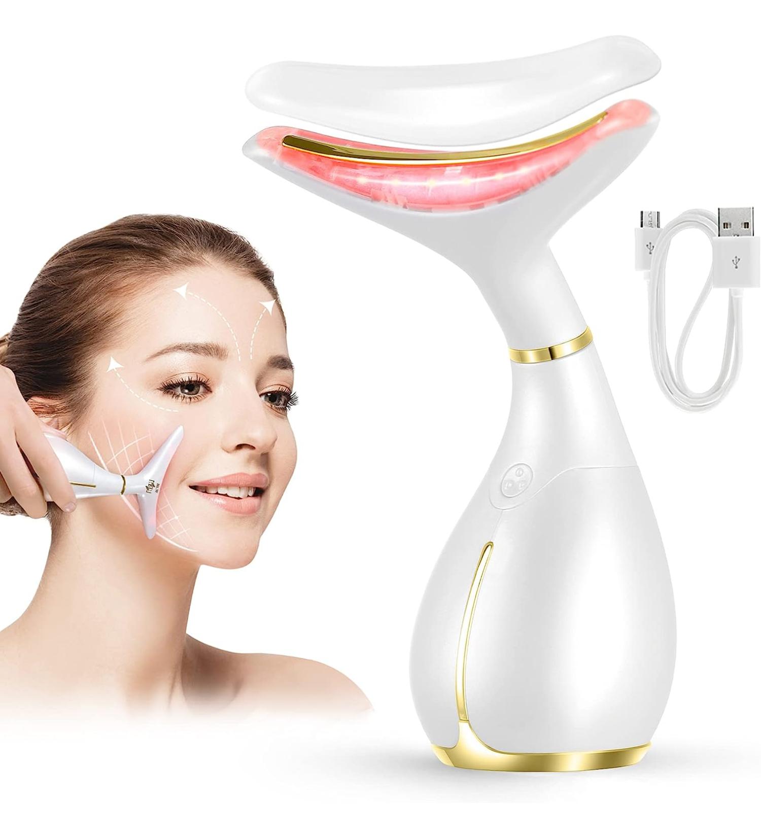 Ms.W Red Light Face Massager - Electric Facial Lifting Device with LED  Heat  and Vibration for Skin Tightening and Rejuvenation on Face and Neck - Buy Online on GoSupps.com