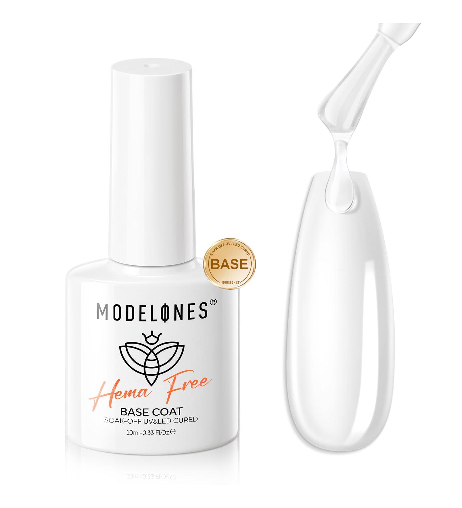 Modelones Hema-Free Gel Base Coat Strong Clear Base Coat Gel Nail Polish Gentle Formula Prevents Chipping Stain Long Lasting for Gel Polish Nails Protect Soak Off Home Salon Manicure U V/LED Needed - Buy Online on GoSupps.com