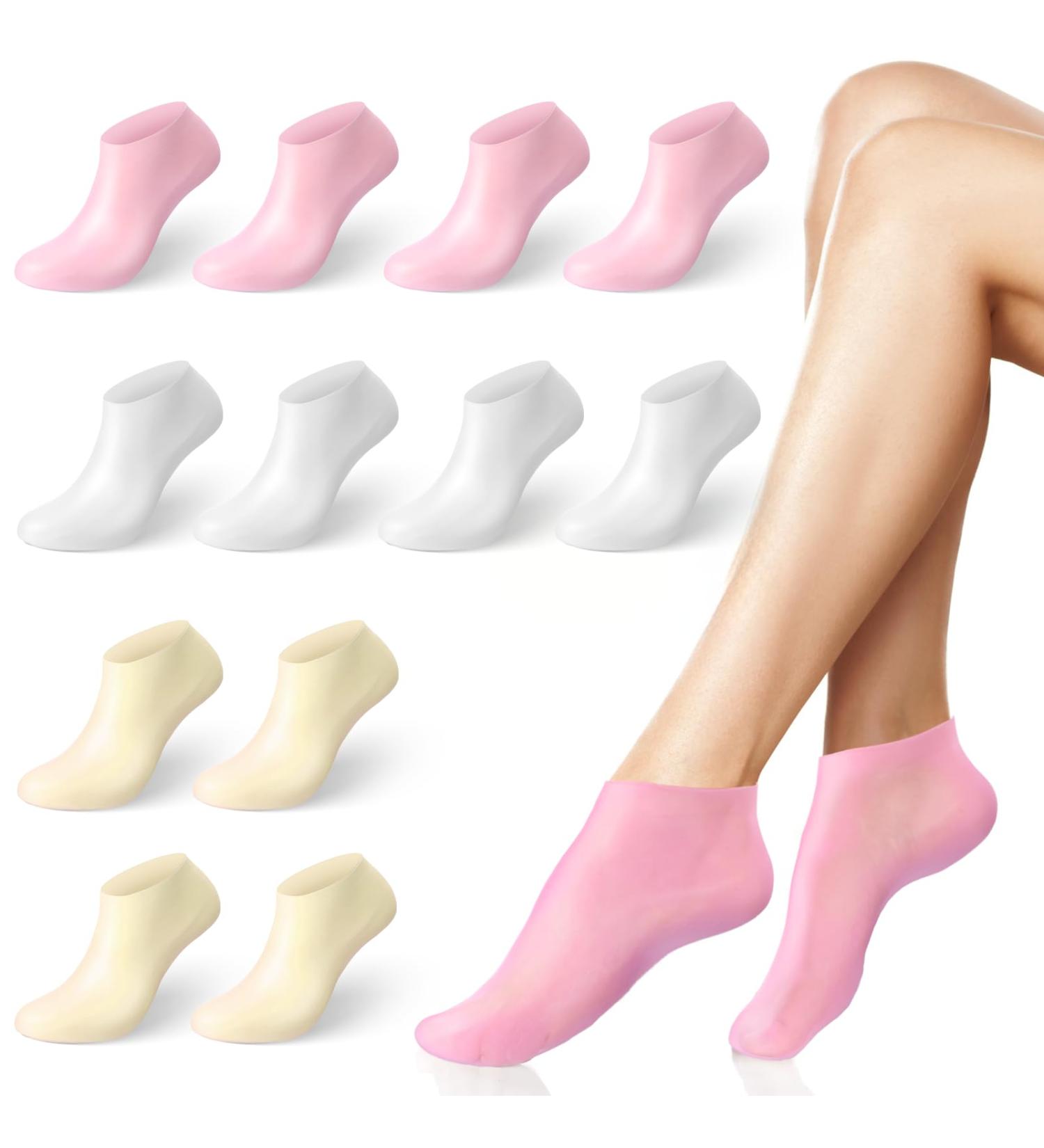 6 Pairs Silicone Moisturizing Socks for Dry Cracked Feet - Thickened Exfoliating Foot Mask for Women | Spa Gel Foot Care After Pedicure - Buy Online on GoSupps.com
