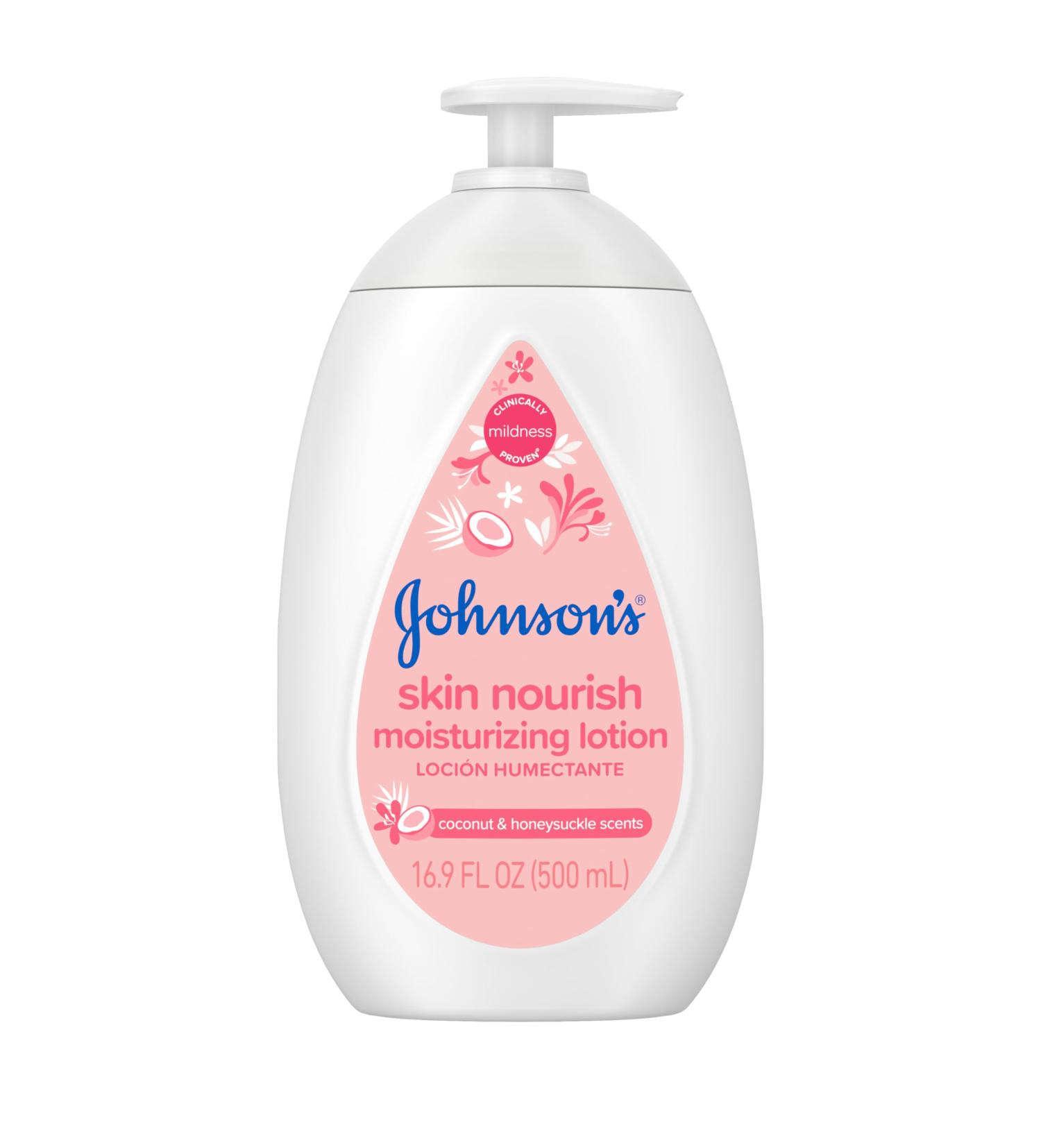 Johnson's Skin Nourish Moisturizing Baby Lotion - Coconut & Honeysuckle Scent Hypoallergenic Gentle & Lightweight for Babies Kids & Adults - 16.9 fl. oz - Buy Online on GoSupps.com